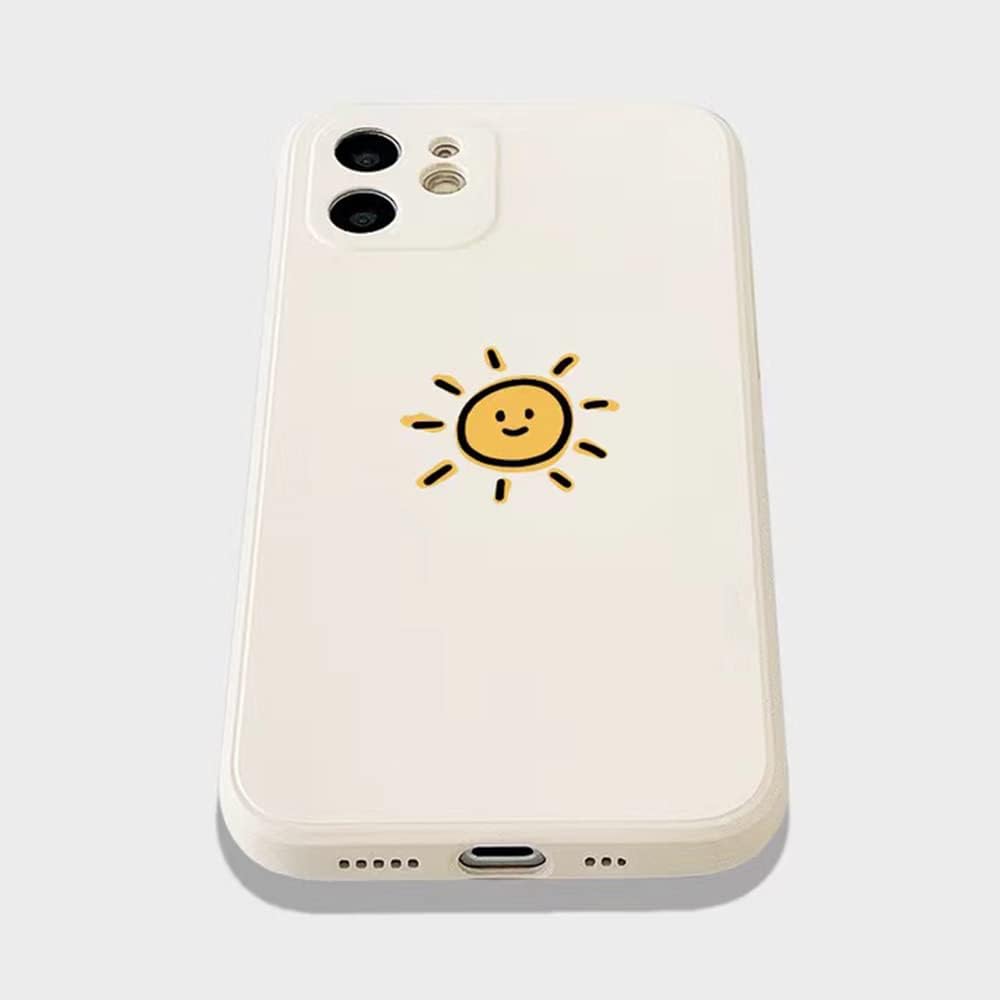 Casechics Compatible avec une coque pour iPhone, coque de téléphone souple et résistante aux chocs en silicone (Whitesun, iPhone 13)