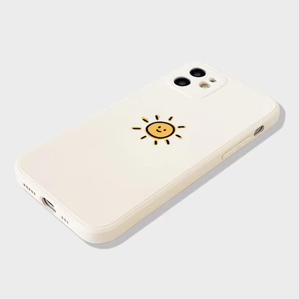 Casechics Compatible avec une coque pour iPhone, coque de téléphone souple et résistante aux chocs en silicone (Whitesun, iPhone 13)