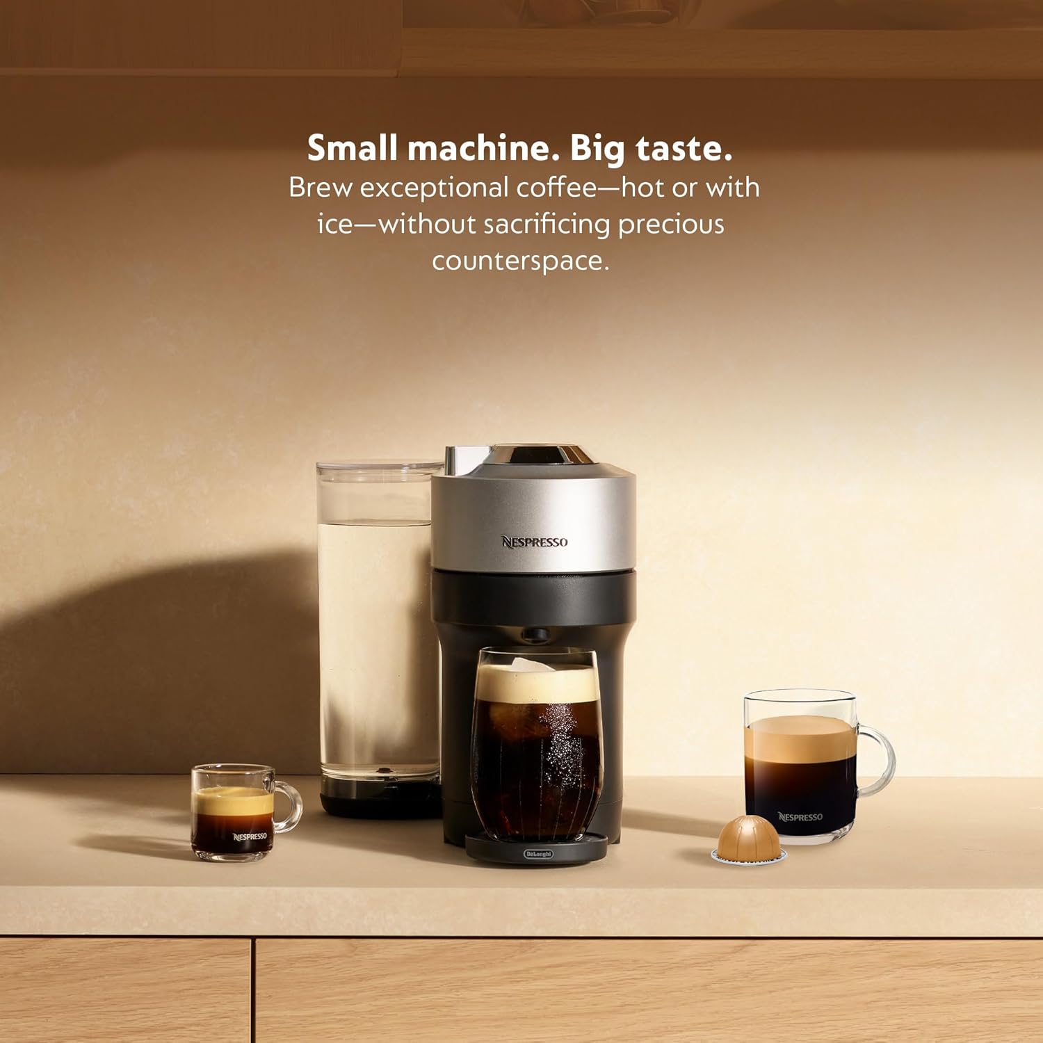 Nespresso Vertuo Pop  Deluxe Coffee and Espresso Machine by DeLonghi, Silver · v2
