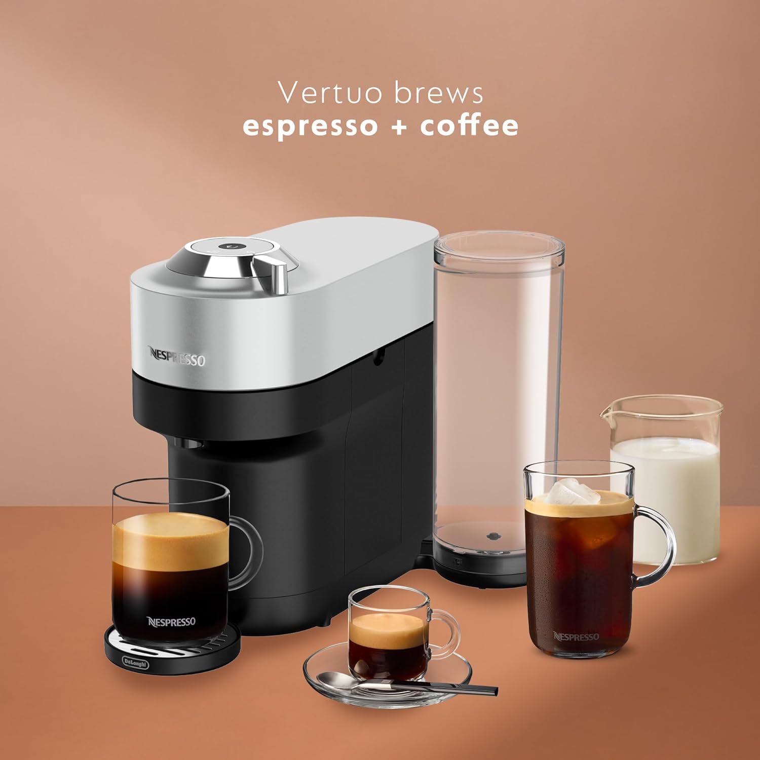 Nespresso Vertuo Pop  Deluxe Coffee and Espresso Machine by DeLonghi, Silver · v2