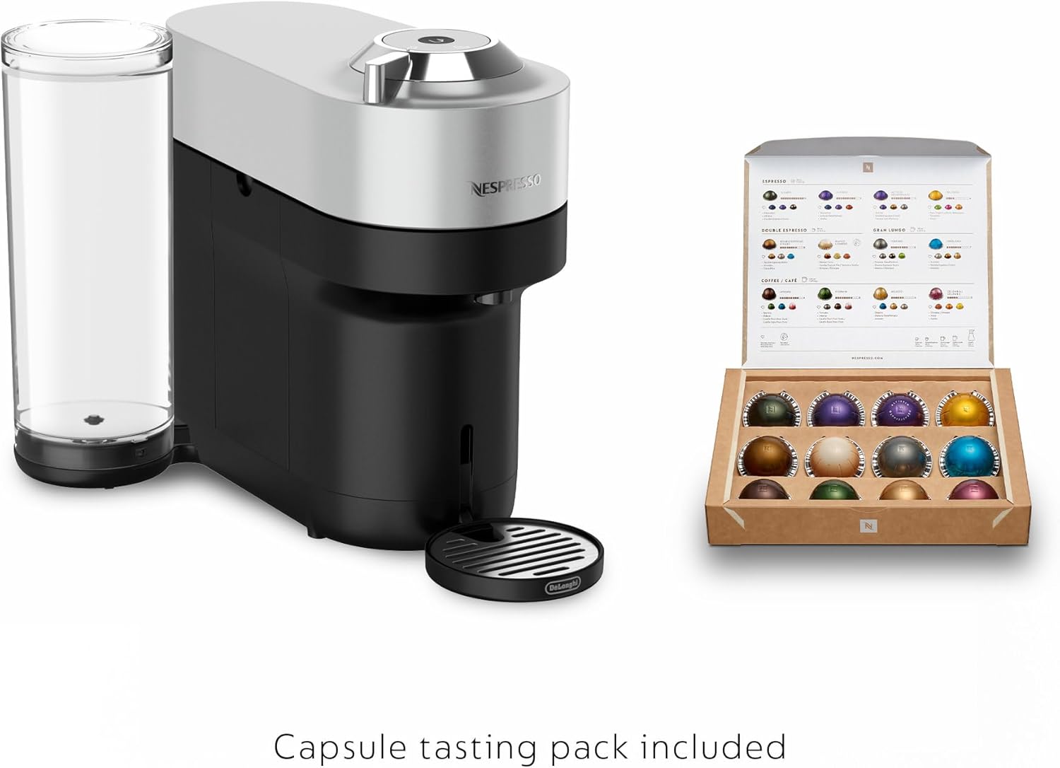 Nespresso Vertuo Pop  Deluxe Coffee and Espresso Machine by DeLonghi, Silver · v2