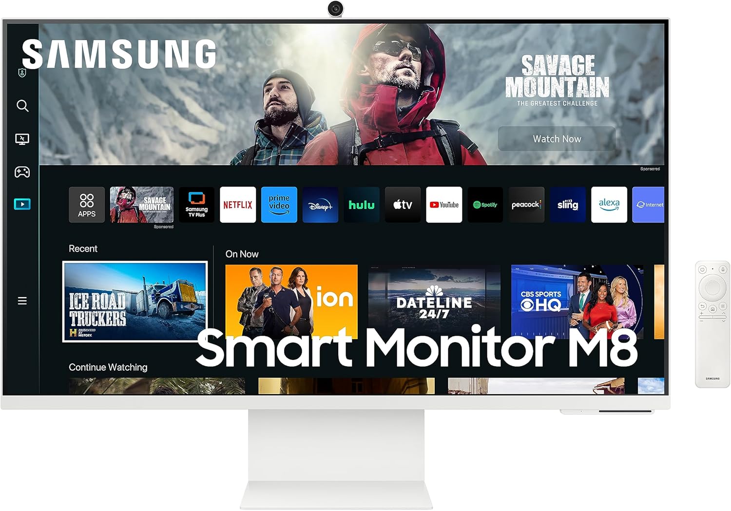 Schermo monitor intelligente SAMSUNG 27 M80C UHD HDR con streaming TV, fotocamera Slimfit inclusa, accesso remoto wireless al PC, Alexa integrato (LS27CM801UNXZA), bianco caldo