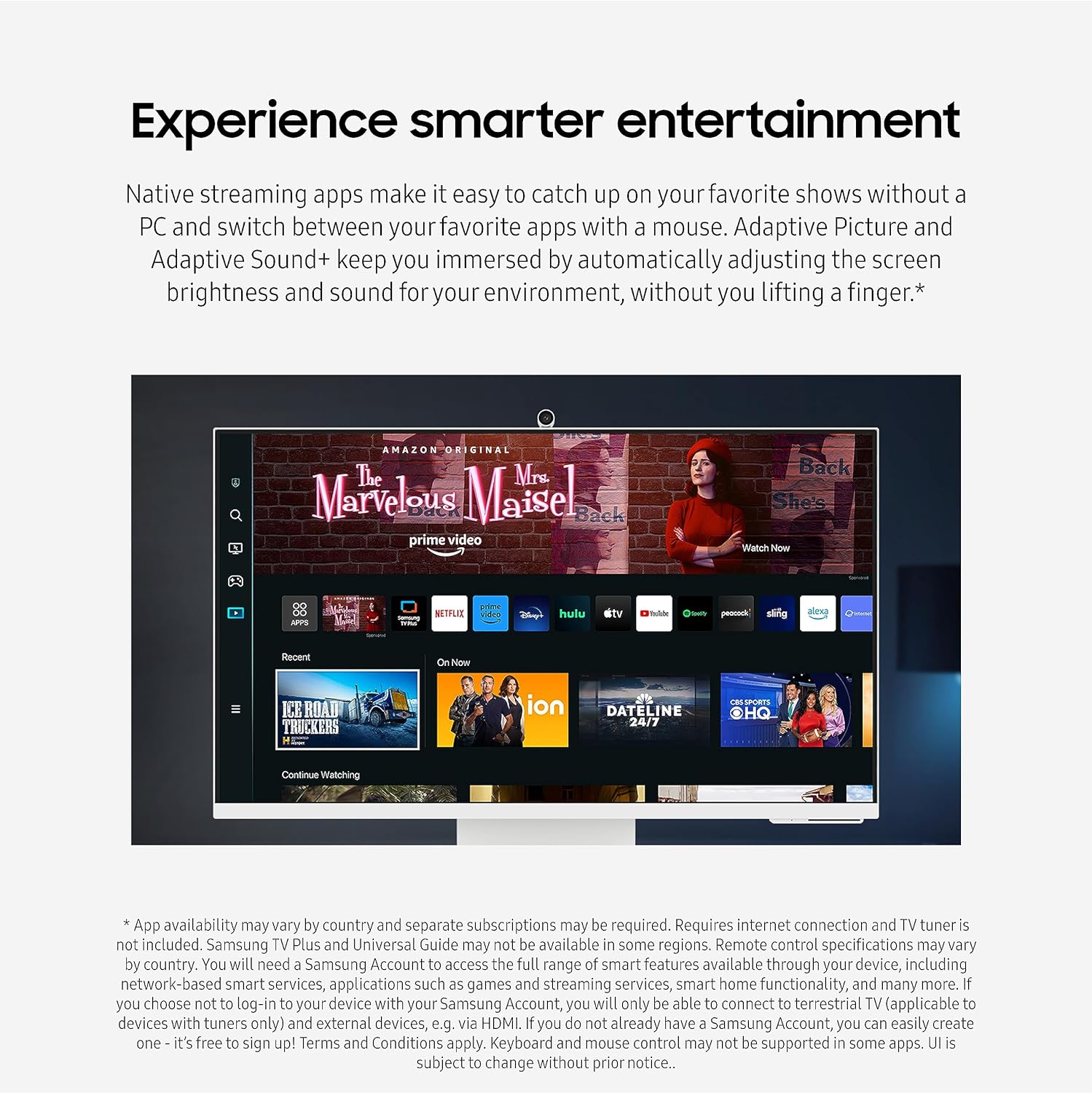 SAMSUNG 27 M80C UHD HDR-Smart-Computerbildschirm mit Streaming-TV, inklusive Slimfit-Kamera, kabelloser PC-Fernzugriff, integriertes Alexa (LS27CM801UNXZA), Warmweiß