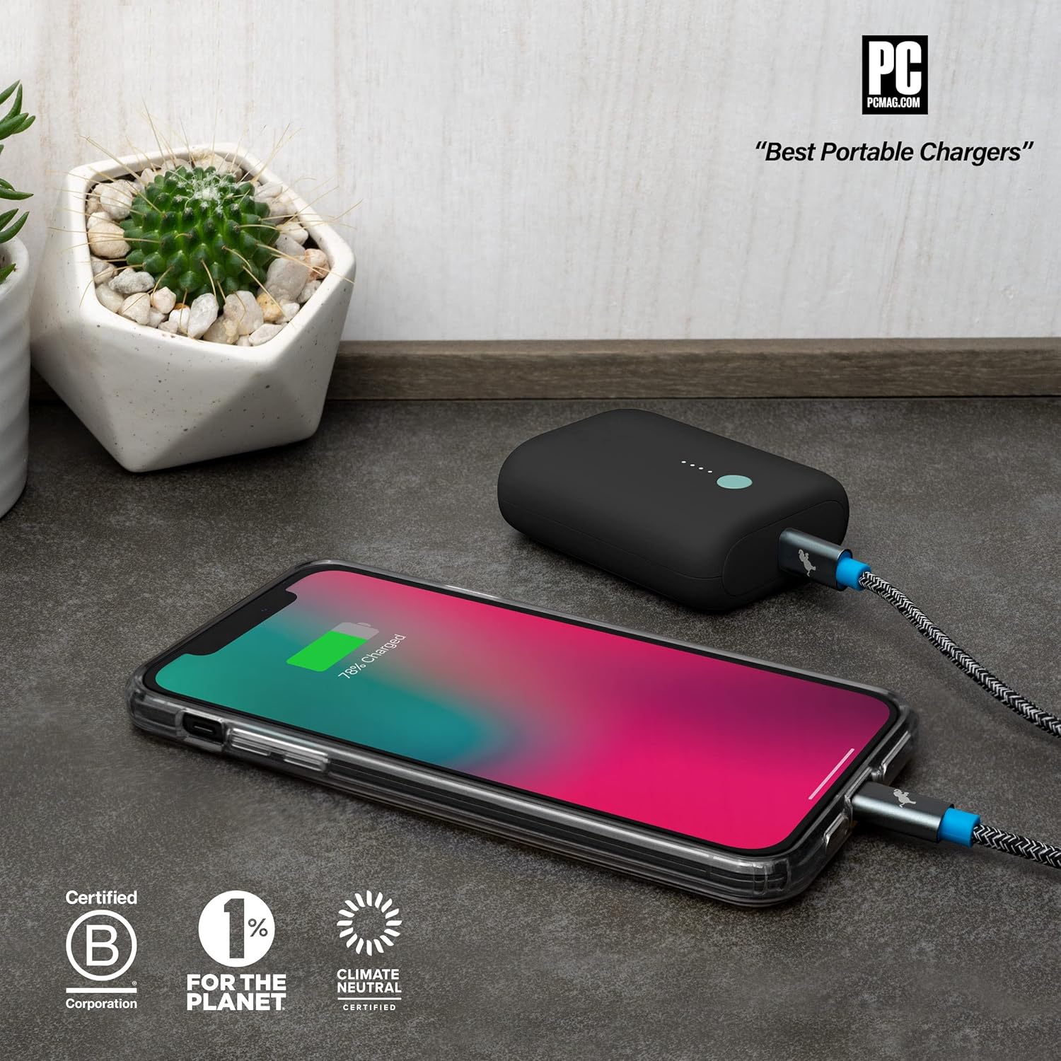Nimble Champ 5K Portable Charger, 15W USB-C Fast Charging Power Bank Compatible with iPhone, iPad, Android and More, Made from Recycled Plastic · v3