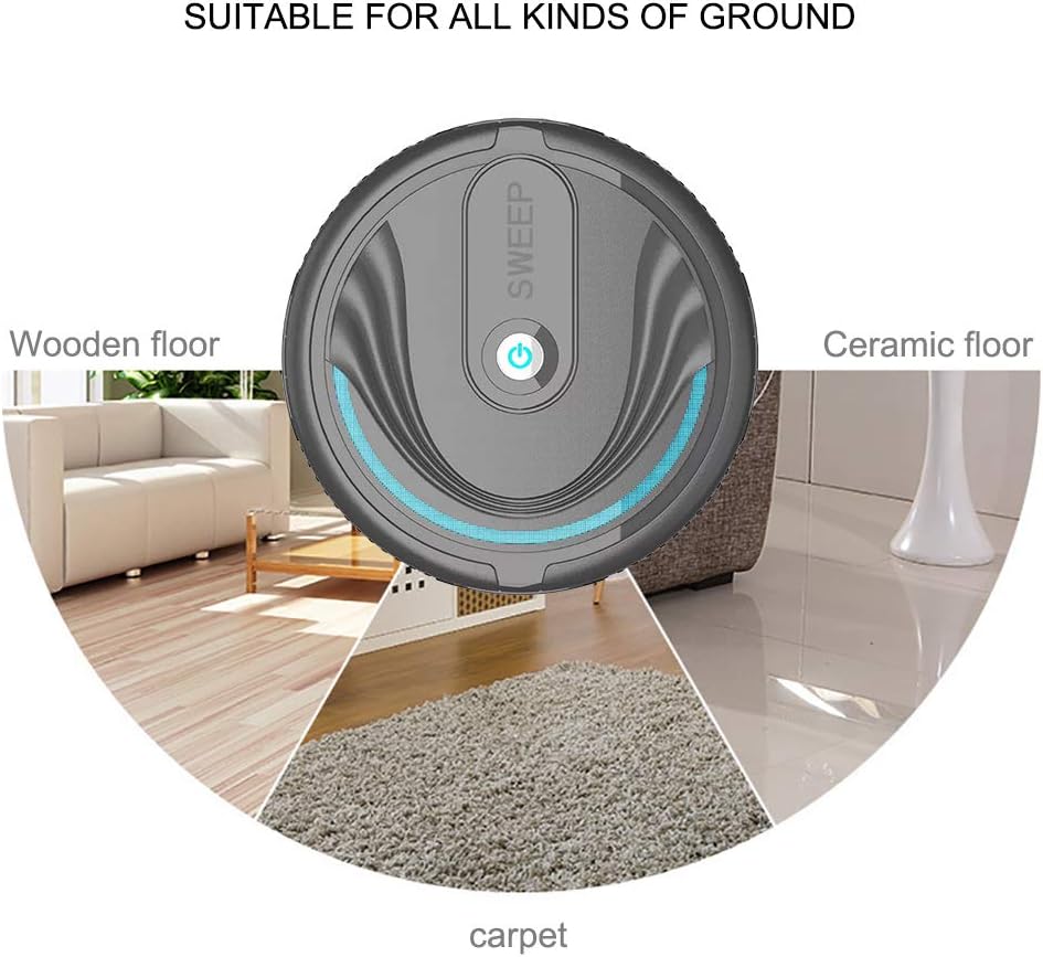JTLB Robot Vacuum Cleaner Household Smart Sweeping Robot Automatic Cleaner Intelligent Vacuum Cleaner for Hard Floor Tile Pet Hair and Carpets (Black) · v2