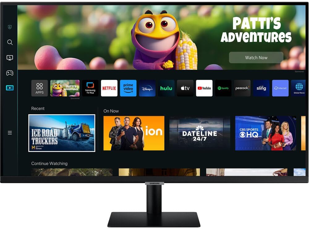 SAMSUNG 32 インチ M50C シリーズ FHD スマート コンピュータ モニター、ストリーミング TV、ゲーミング ハブ、リモート PC アクセス、複数のポート、モバイル接続、内蔵 IoT ハブ、LS32CM502ENXGO、ブラック