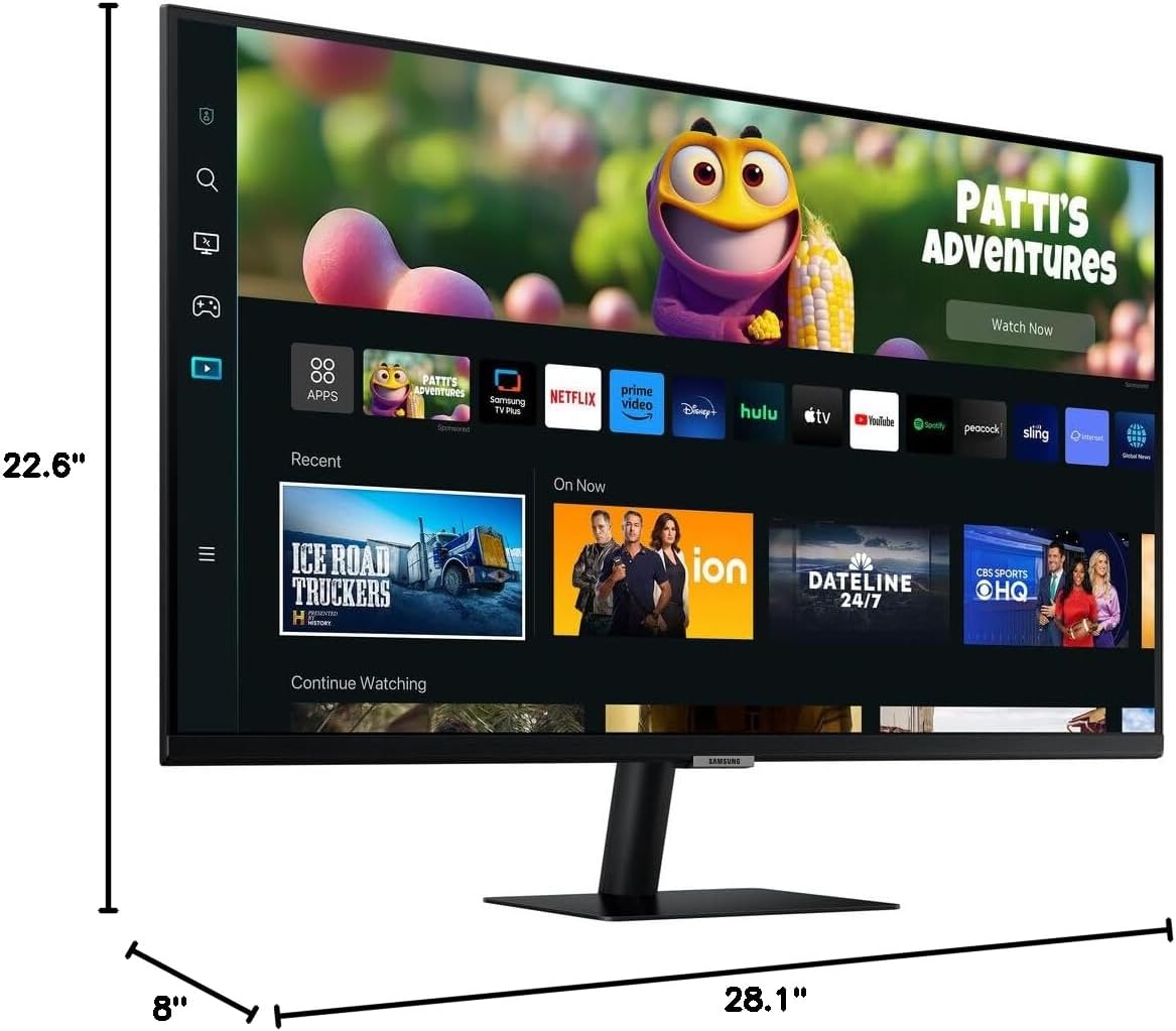 SAMSUNG 32 インチ M50C シリーズ FHD スマート コンピュータ モニター、ストリーミング TV、ゲーミング ハブ、リモート PC アクセス、複数のポート、モバイル接続、内蔵 IoT ハブ、LS32CM502ENXGO、ブラック