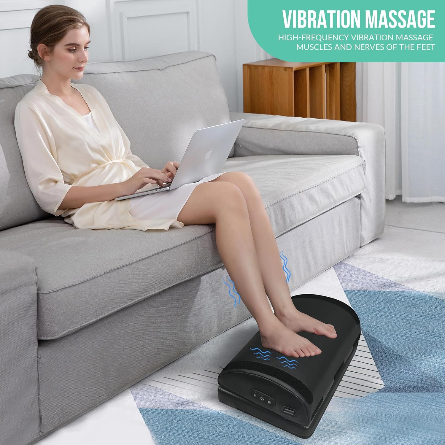 Snailax Foot Rest Under Desk at Work, Heated Under Desk Foot Stool with Double Layer Adjustable Height, Feet Warmer with Vibration Massage, Ergonomic Gaming Home Footstool for Lumbar Back Knee Pain · v2