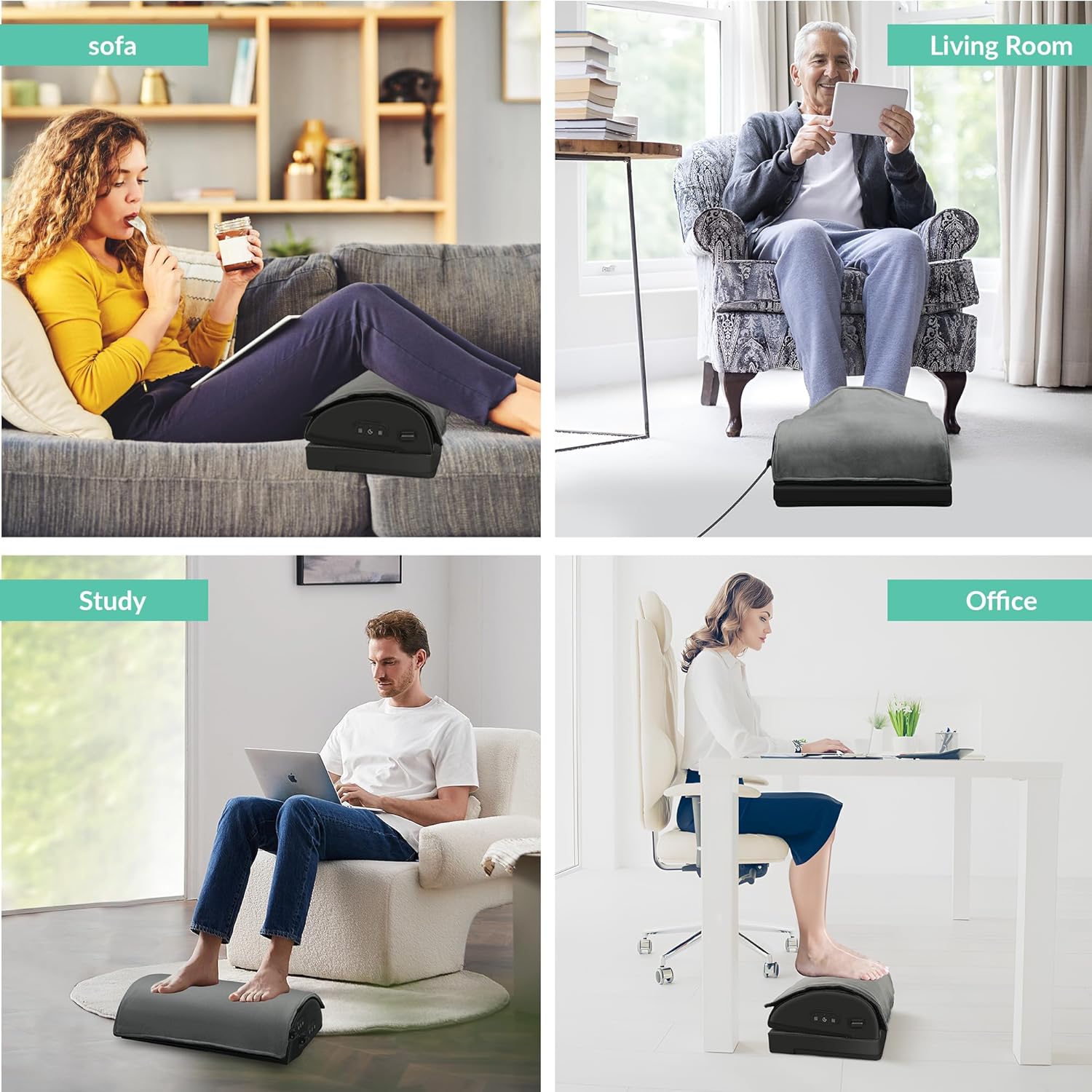 Snailax Foot Rest Under Desk at Work, Heated Under Desk Foot Stool with Double Layer Adjustable Height, Feet Warmer with Vibration Massage, Ergonomic Gaming Home Footstool for Lumbar Back Knee Pain · v2