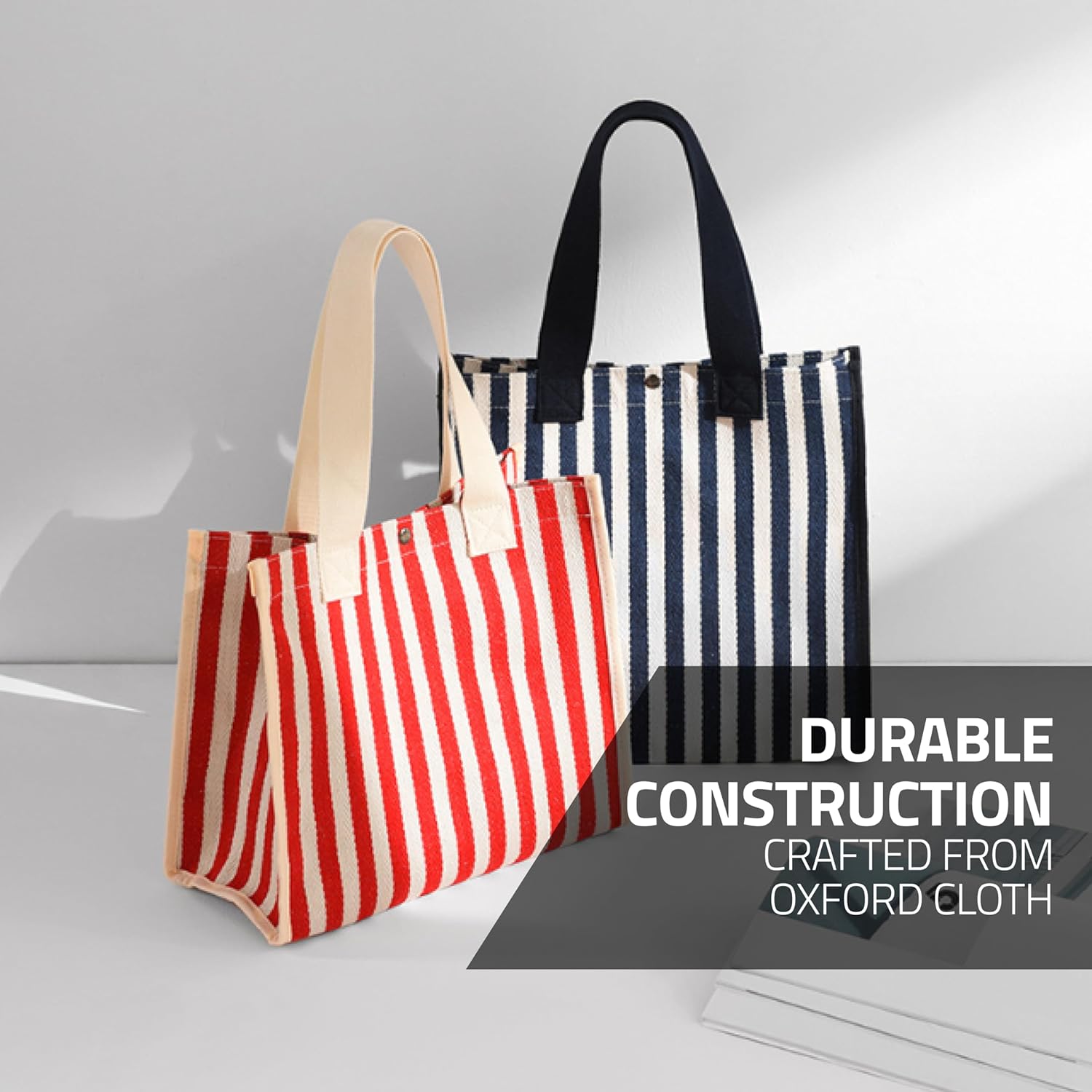 Fidelo Multi Pocket Striped Bag - Simple Portable Hand Bag with Pockets for Women - Large, Spacious  Multipurpose Tote · v2