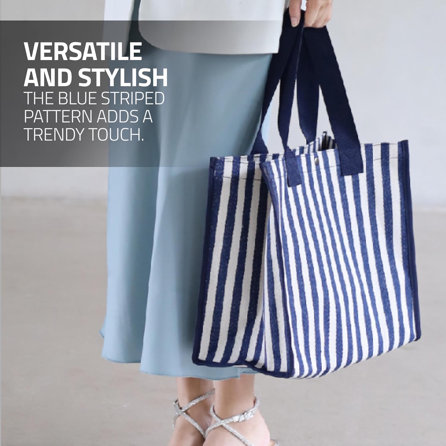 Fidelo Multi Pocket Striped Bag - Simple Portable Hand Bag with Pockets for Women - Large, Spacious  Multipurpose Tote · v2