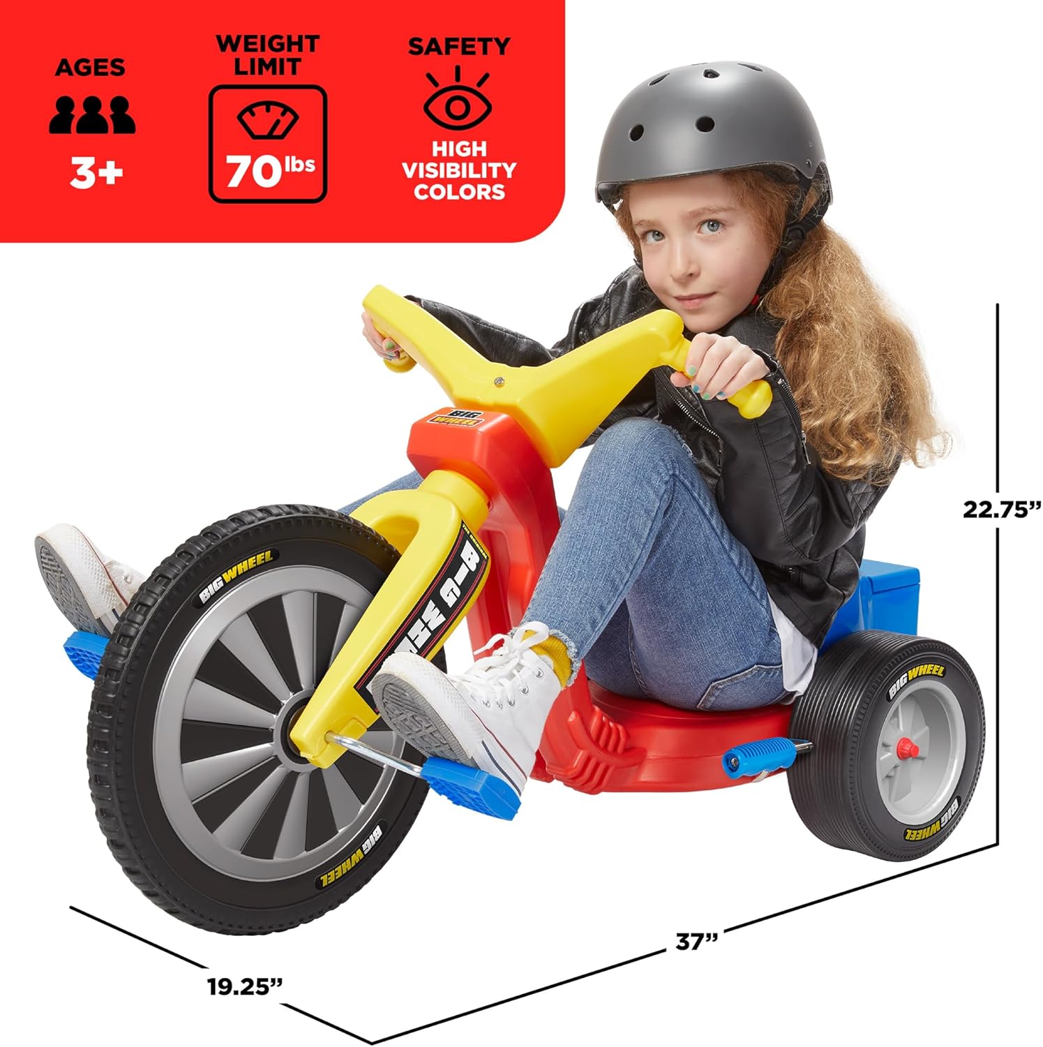 Schylling Big Wheel Big Spin - BW16BS - Low-Riding Tricycle with Adjustable Seat for Growing Child up to 70 lbs. - Original Classic Bike - Ages 3 and Up · v8