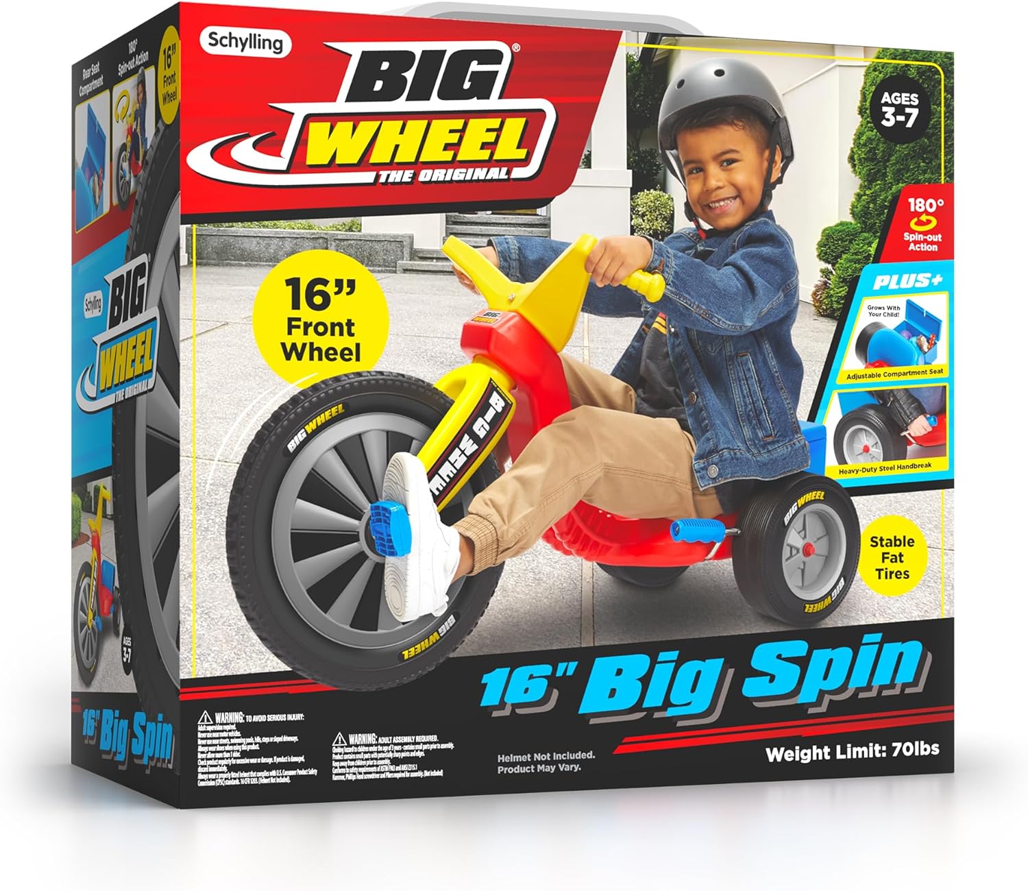 Schylling Big Wheel Big Spin - BW16BS - Low-Riding Tricycle with Adjustable Seat for Growing Child up to 70 lbs. - Original Classic Bike - Ages 3 and Up · v8