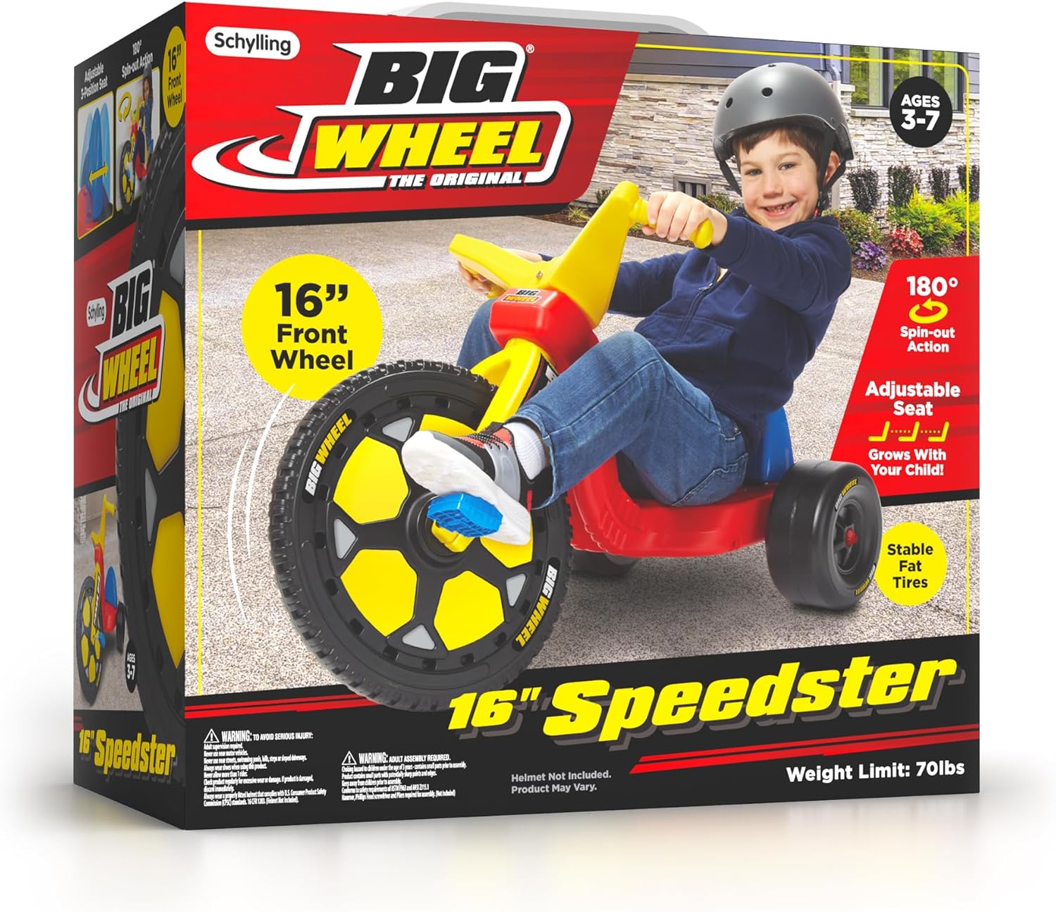 Schylling Big Wheel Speedster - BW16SO - Low-Riding Tricycle with Adjustable Seat for Growing Child up to 70 lbs. - Original Classic Bike - Ages 3 and Up · v6