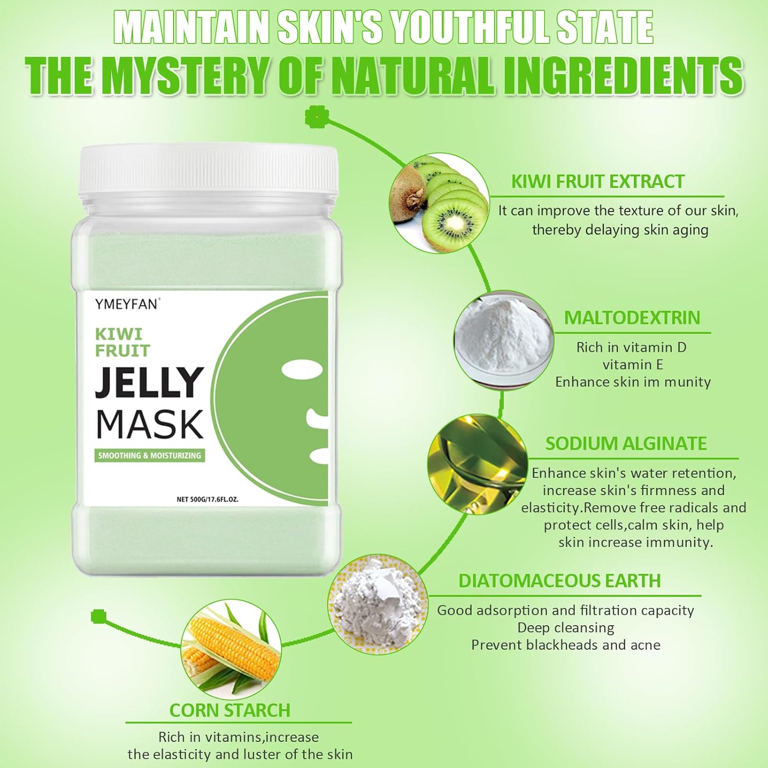 Jelly Mask for Facials Professional - Kiwi Hydro Jelly Mask Powder, Moisturize  Soothing Face Skin Care for Facial Vajacial Peel Off Mask, Esthetician Supplies, Natural Ingredients Unscent