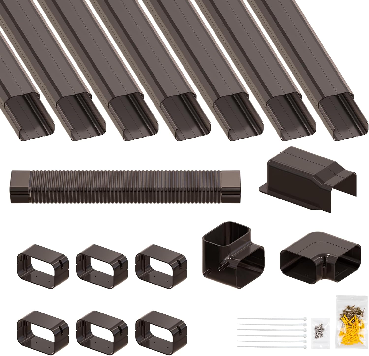 Copertura per mini linea divisa Air Jade da 25 piedi, kit di copertura per linee AC decorative in PVC per condizionatore d'aria mini split senza condotti, sistema a pompa di calore e aria condizionata centralizzata, marrone