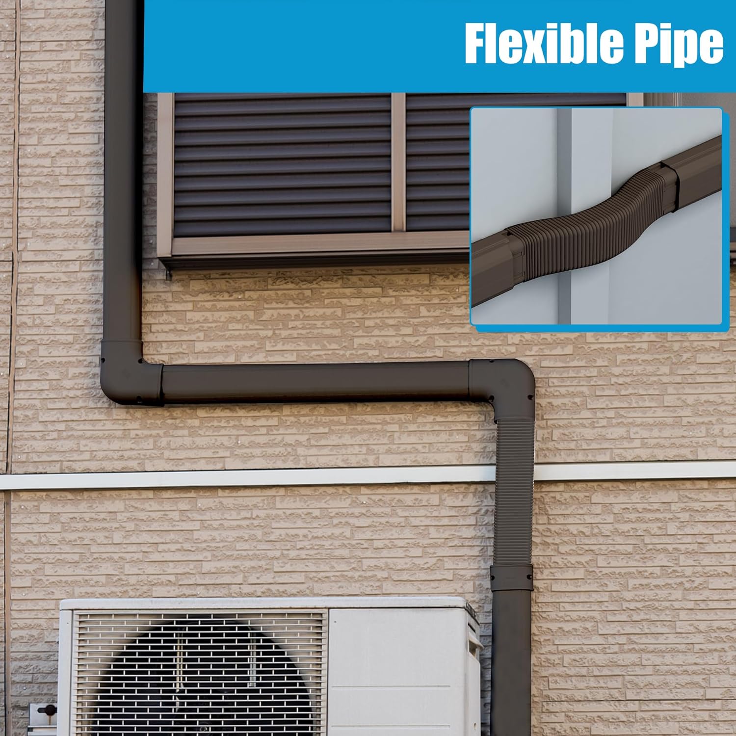 Copertura per mini linea divisa Air Jade da 25 piedi, kit di copertura per linee AC decorative in PVC per condizionatore d'aria mini split senza condotti, sistema a pompa di calore e aria condizionata centralizzata, marrone