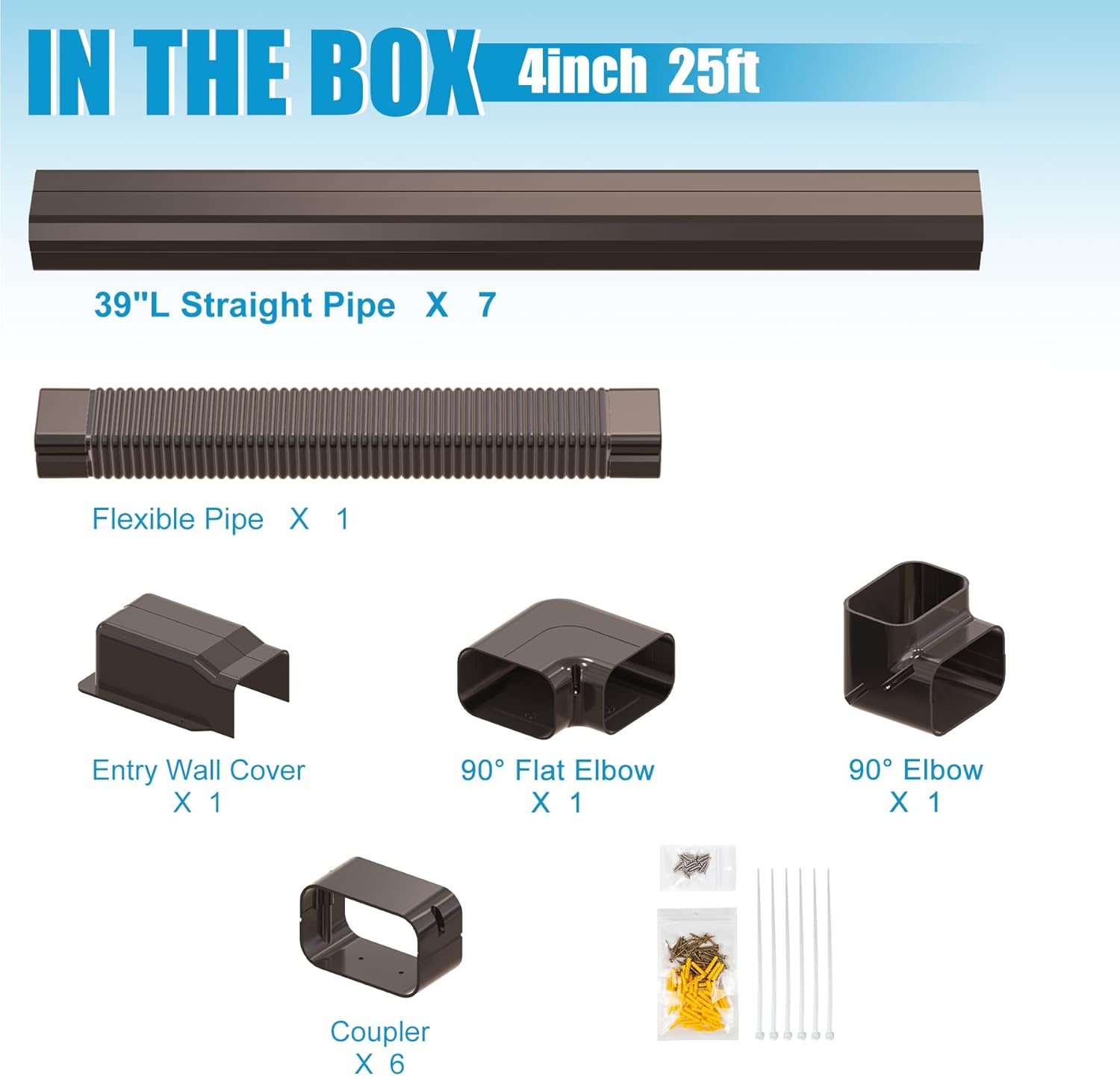 Copertura per mini linea divisa Air Jade da 25 piedi, kit di copertura per linee AC decorative in PVC per condizionatore d'aria mini split senza condotti, sistema a pompa di calore e aria condizionata centralizzata, marrone