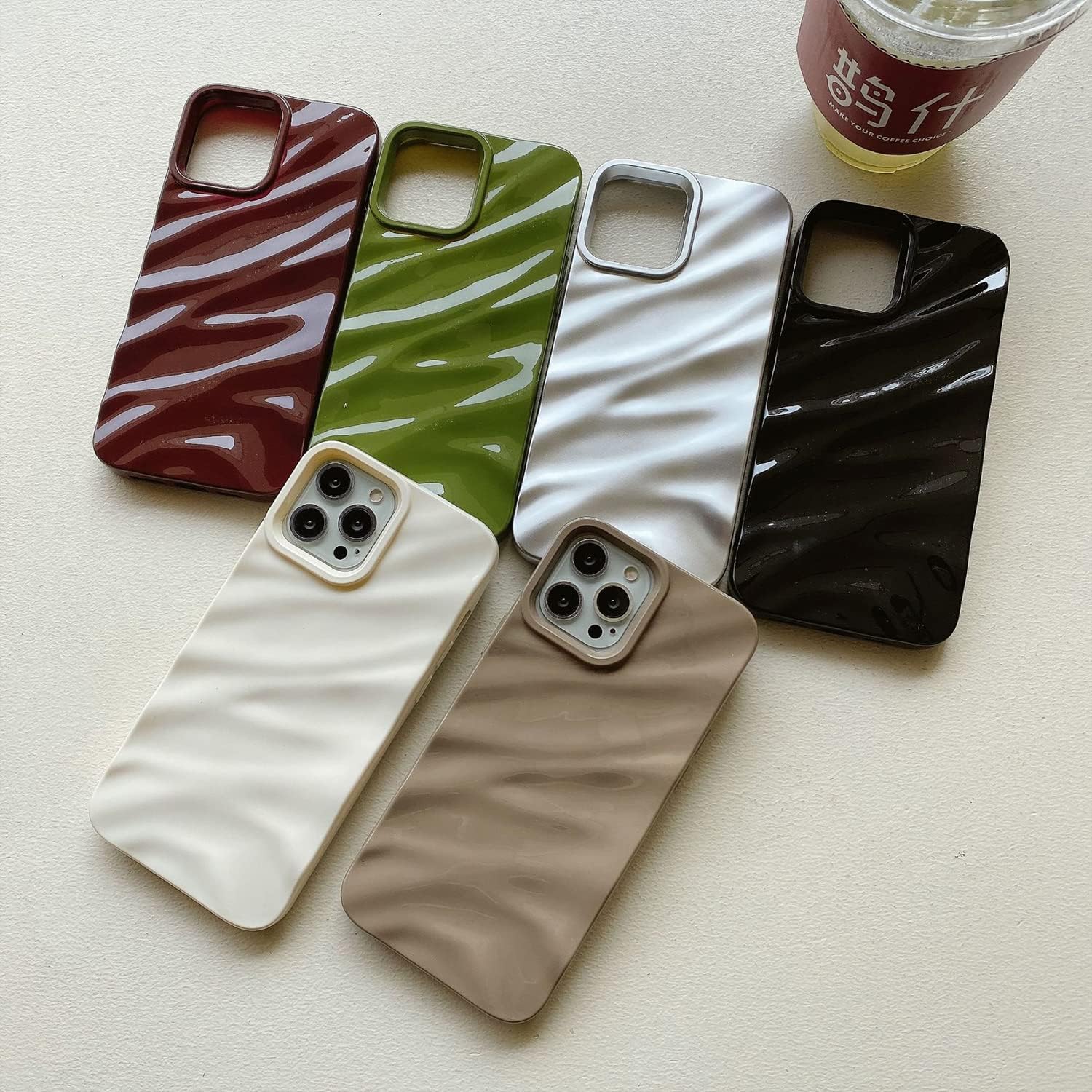 Water Ripple Pattern Compatible for iPhone 13 / iPhone 14 Phone Case,Cute Luxury Wave Shape Case for Women  Men, Soft TPU Shockproof Protective Cover for iPhone 13 / iPhone 14 6.1'-Green