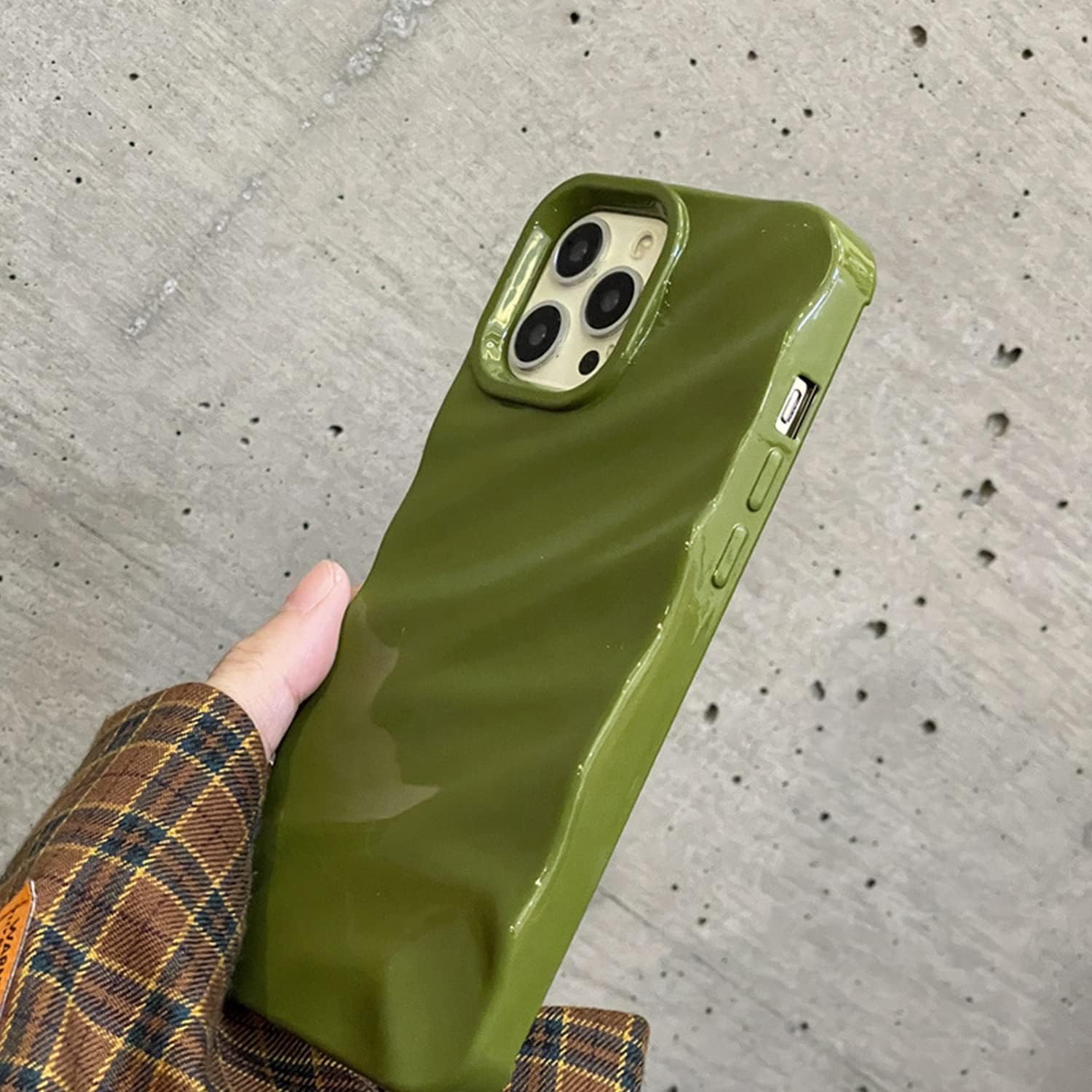Water Ripple Pattern Compatible for iPhone 13 / iPhone 14 Phone Case,Cute Luxury Wave Shape Case for Women  Men, Soft TPU Shockproof Protective Cover for iPhone 13 / iPhone 14 6.1'-Green
