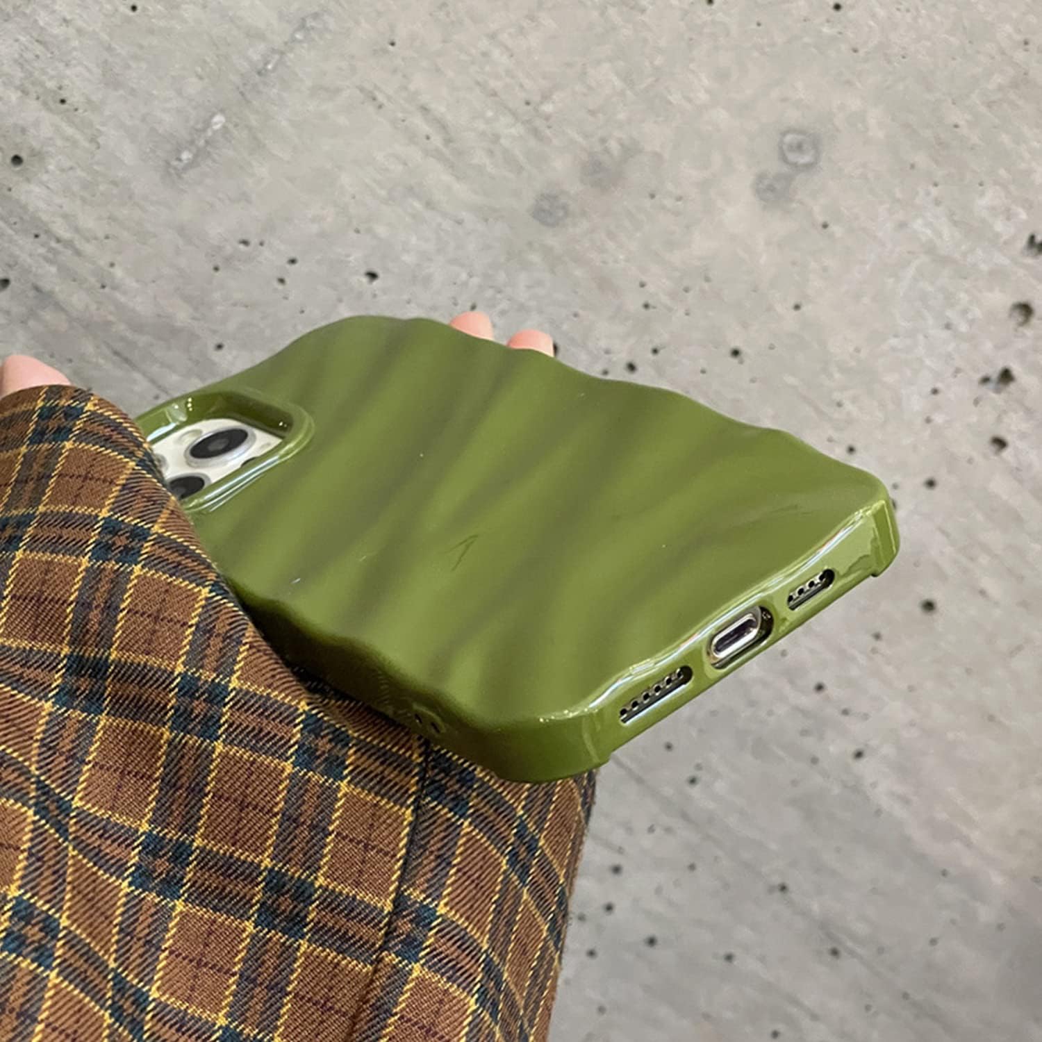 Water Ripple Pattern Compatible for iPhone 13 / iPhone 14 Phone Case,Cute Luxury Wave Shape Case for Women  Men, Soft TPU Shockproof Protective Cover for iPhone 13 / iPhone 14 6.1'-Green
