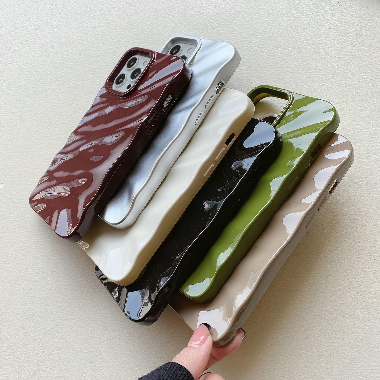 Water Ripple Pattern Compatible for iPhone 13 / iPhone 14 Phone Case,Cute Luxury Wave Shape Case for Women  Men, Soft TPU Shockproof Protective Cover for iPhone 13 / iPhone 14 6.1'-Green