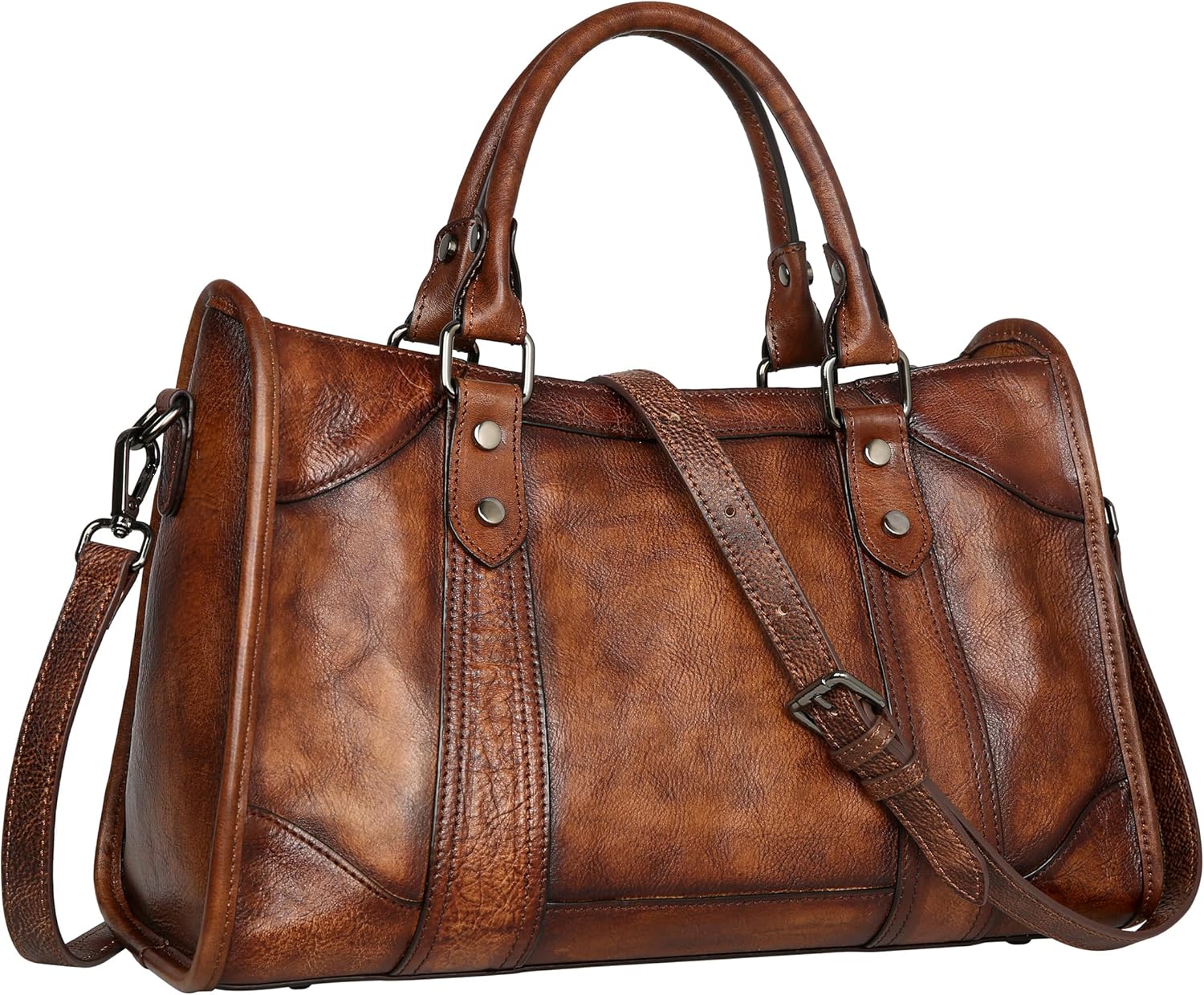 Iswee Satchel Bags for Women Genuine Shoulder Bag Leather Handbags Hobo Crossbody Bags Vintage Purse Tote Bag · v2