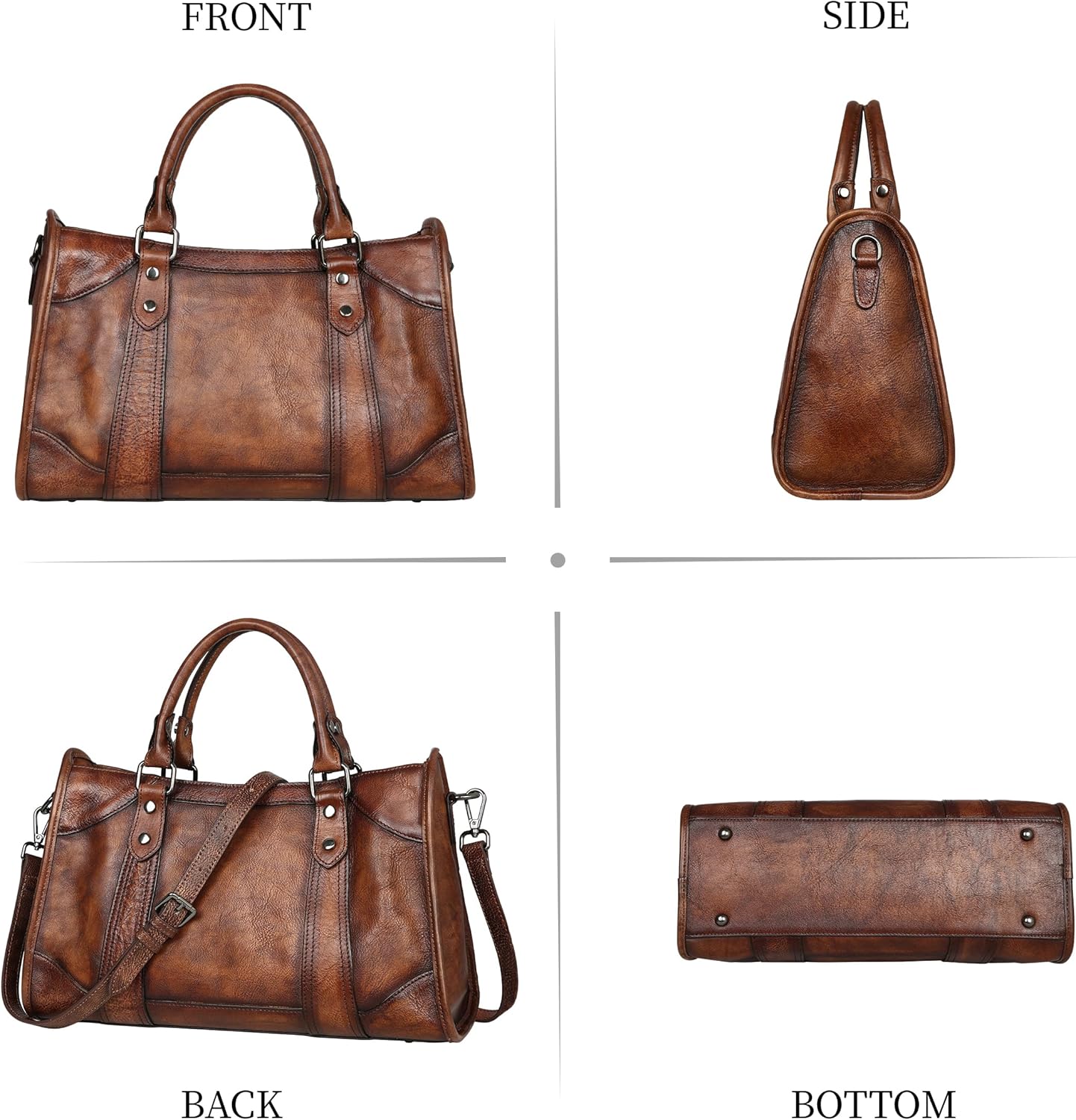 Iswee Satchel Bags for Women Genuine Shoulder Bag Leather Handbags Hobo Crossbody Bags Vintage Purse Tote Bag · v2