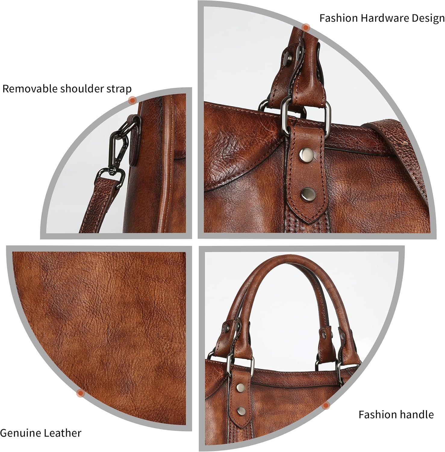 Iswee Satchel Bags for Women Genuine Shoulder Bag Leather Handbags Hobo Crossbody Bags Vintage Purse Tote Bag · v2