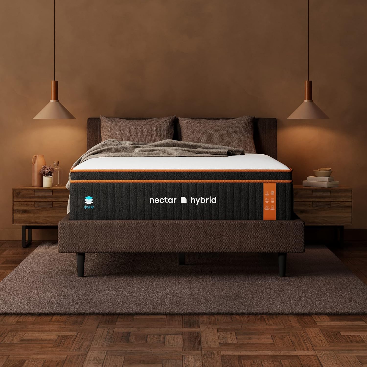 Nectar Premier Copper Hybrid King Mattress 14 Inch - Medium Firm Memory Foam - Steel Springs - Dual Action Cooling Technology - 365-Night Trial - Forever Warranty White · v2