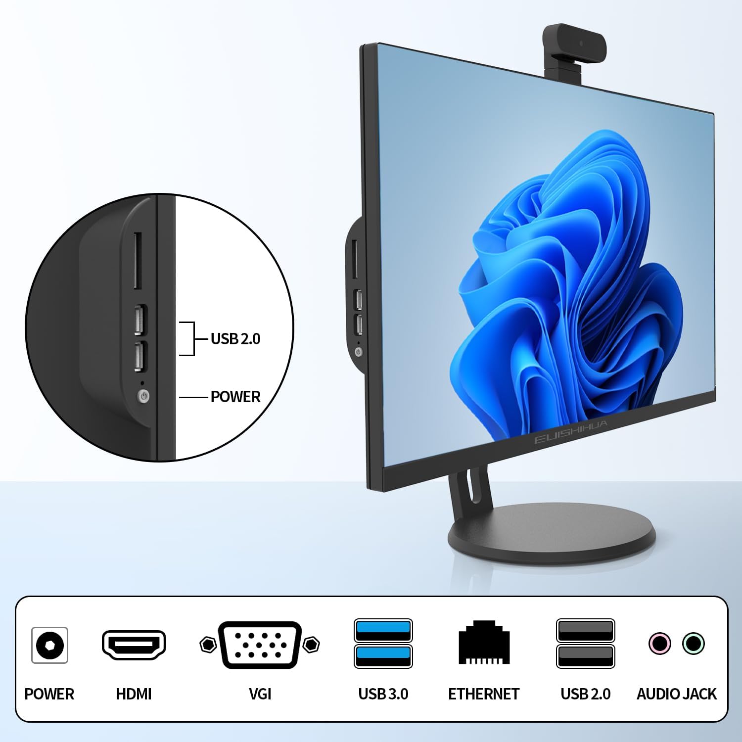 24” All-in-One Computers, i7 Quad-Core Desktop Computer with Camera, 16G Ram 512G SSD IPS HD Display, WiFi Bluetooth for Home Entertainment Business Office (i7-Black) · v7