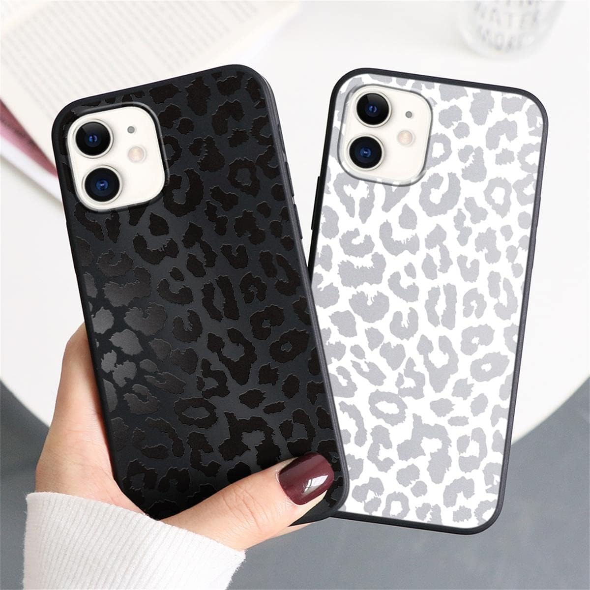 2 Pack Cute Cheetah Print for Apple iPhone 11 6.1 Inch Phone Case,Luxury Leopard Pattern Design Cases Soft Silicone Slim TPU Shockproof Protective Bumper Cover for Women Girls-Black  White