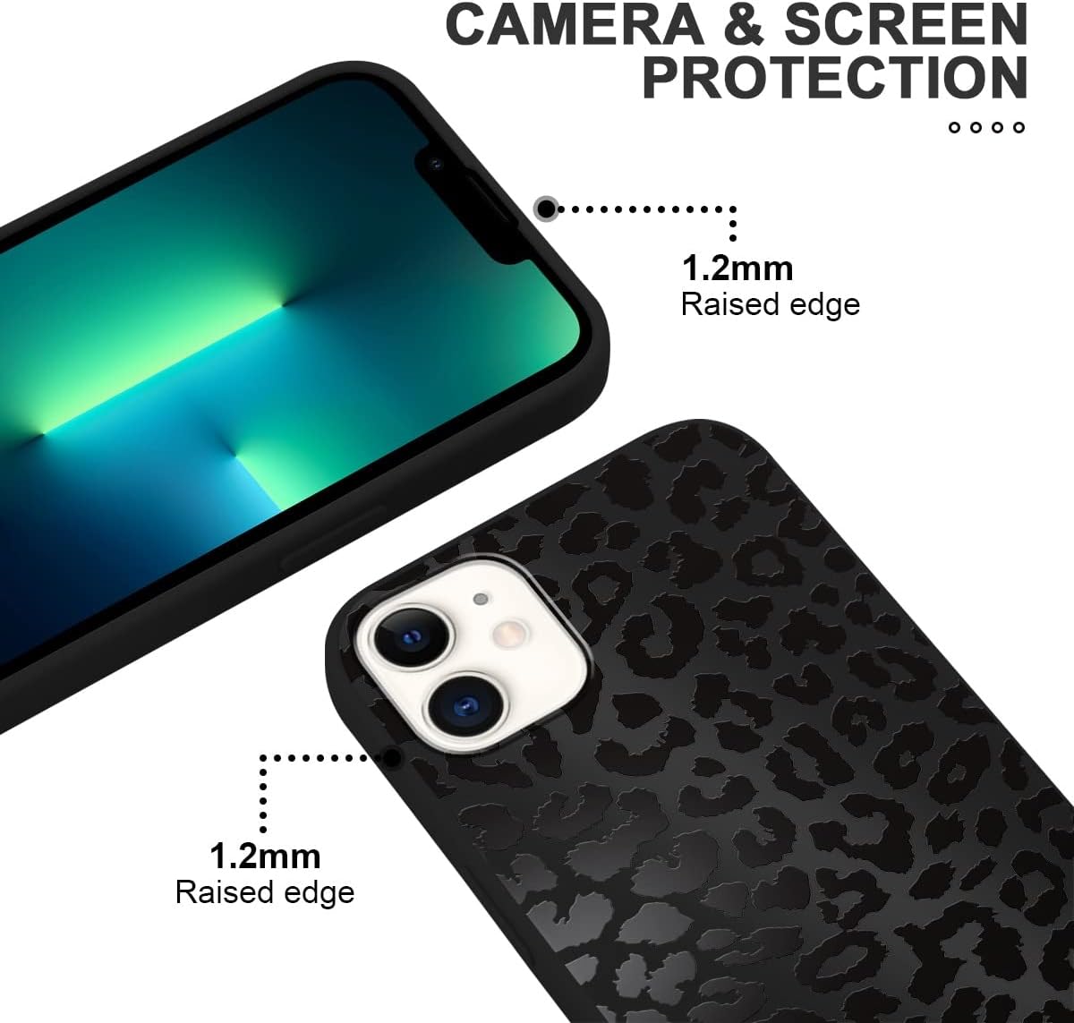 2 Pack Cute Cheetah Print for Apple iPhone 11 6.1 Inch Phone Case,Luxury Leopard Pattern Design Cases Soft Silicone Slim TPU Shockproof Protective Bumper Cover for Women Girls-Black  White