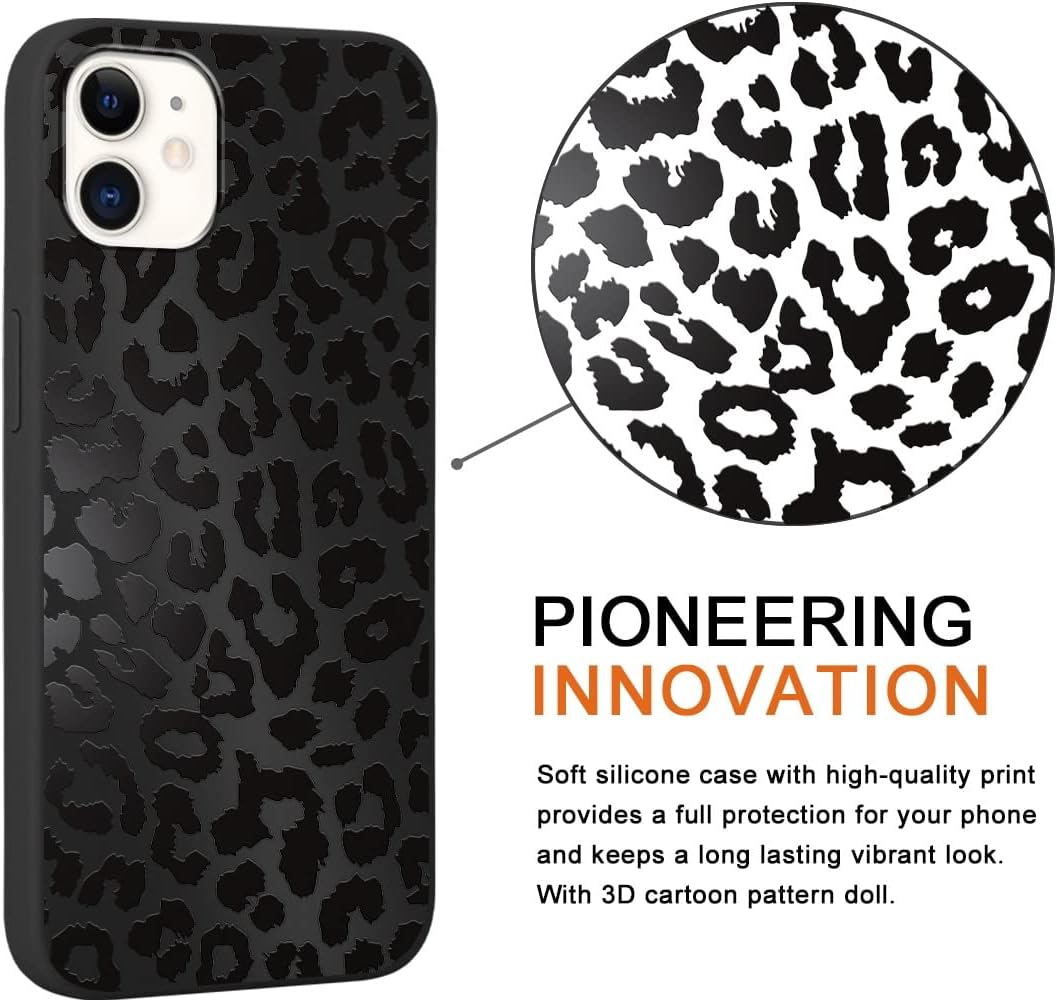 2 Pack Cute Cheetah Print for Apple iPhone 11 6.1 Inch Phone Case,Luxury Leopard Pattern Design Cases Soft Silicone Slim TPU Shockproof Protective Bumper Cover for Women Girls-Black  White
