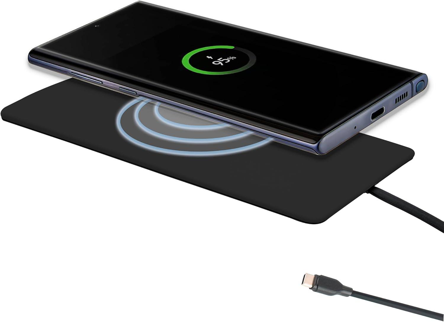Chargeur sans fil rapide universel ultra fin - Chargeur de téléphone compatible avec tous les téléphones compatibles Qi - Support de recharge rapide intelligent pour plusieurs appareils (noir)