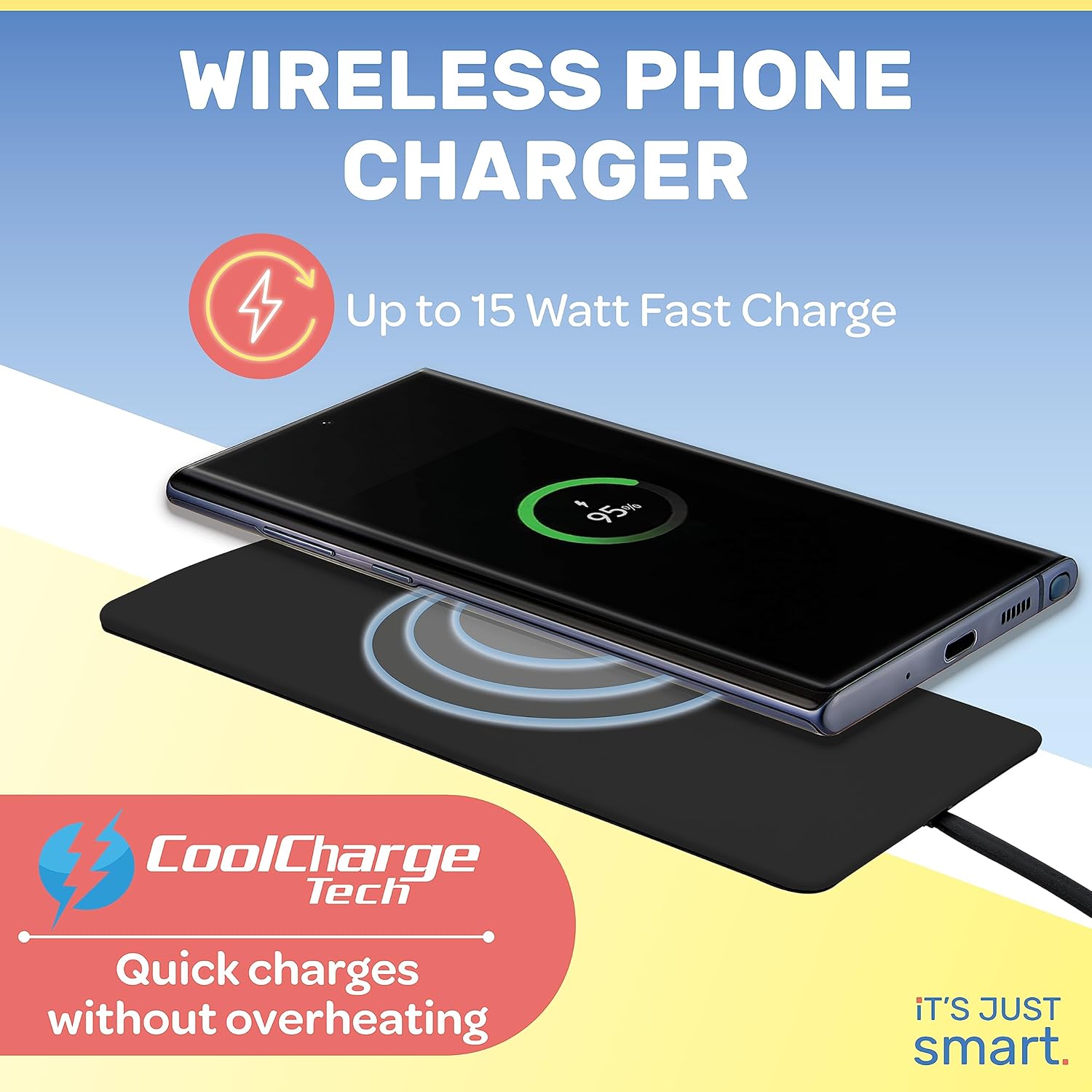 Ultra Slim Universal Fast Wireless Charger - Phone Charger Compatible with All Qi Enabled Phones - Smart Fast Charging Pad for Multiple Devices (Black) · v2