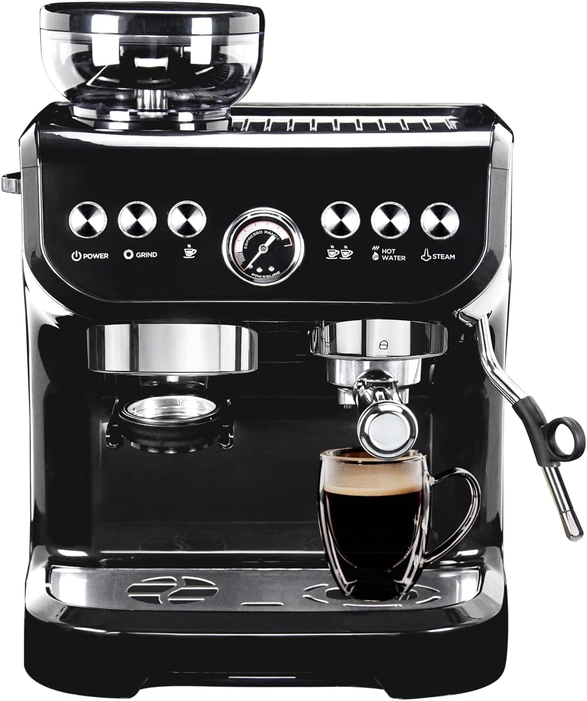 MIROX Espresso Machine 15 Bar, Coffee Maker With Milk Frother Steam Wand, Built-In Bean Grinder, Combo Cappuccino Machine with 70oz Removable Water Tank (ABS high-strength plastic shell) · v2