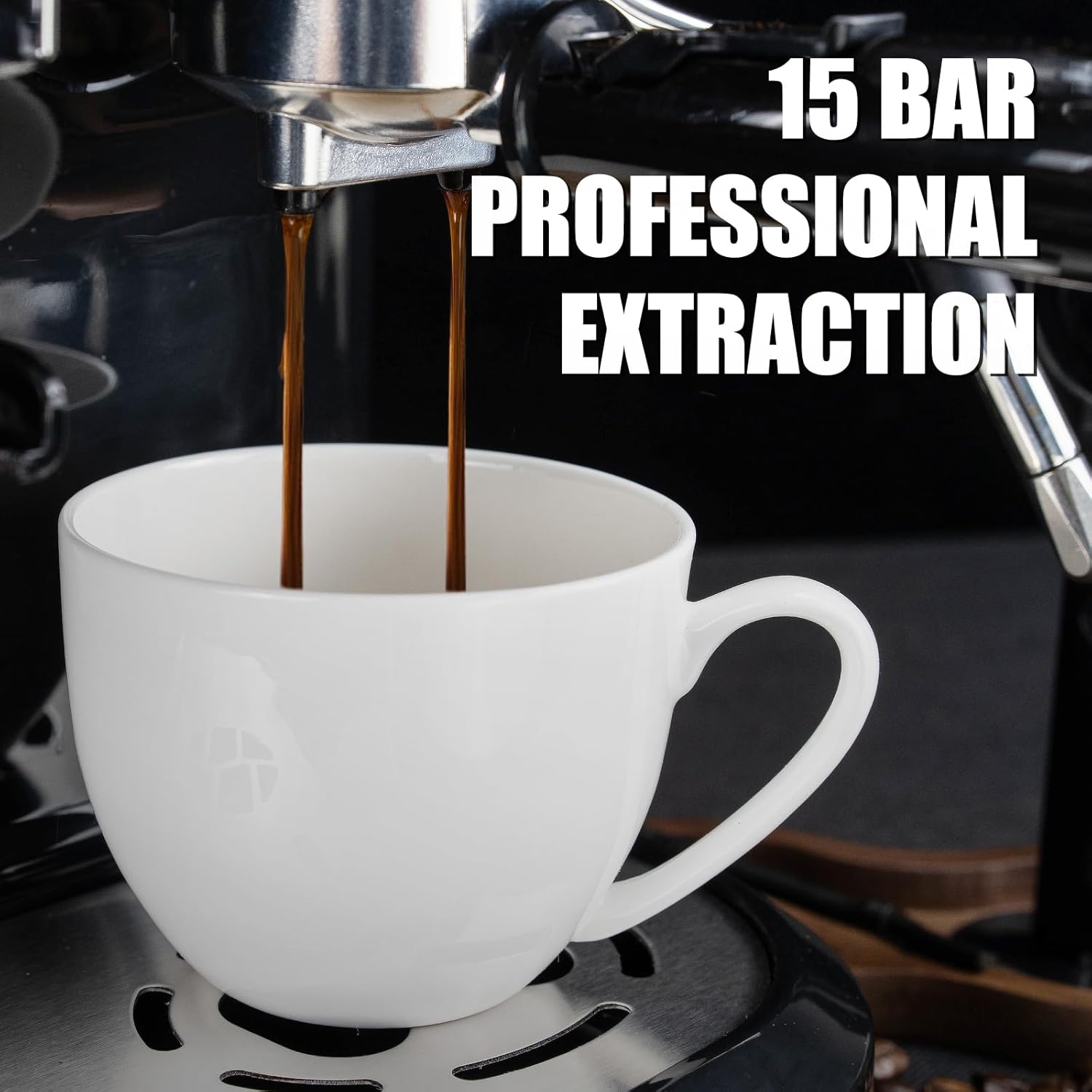 MIROX Espresso Machine 15 Bar, Coffee Maker With Milk Frother Steam Wand, Built-In Bean Grinder, Combo Cappuccino Machine with 70oz Removable Water Tank (ABS high-strength plastic shell) · v2