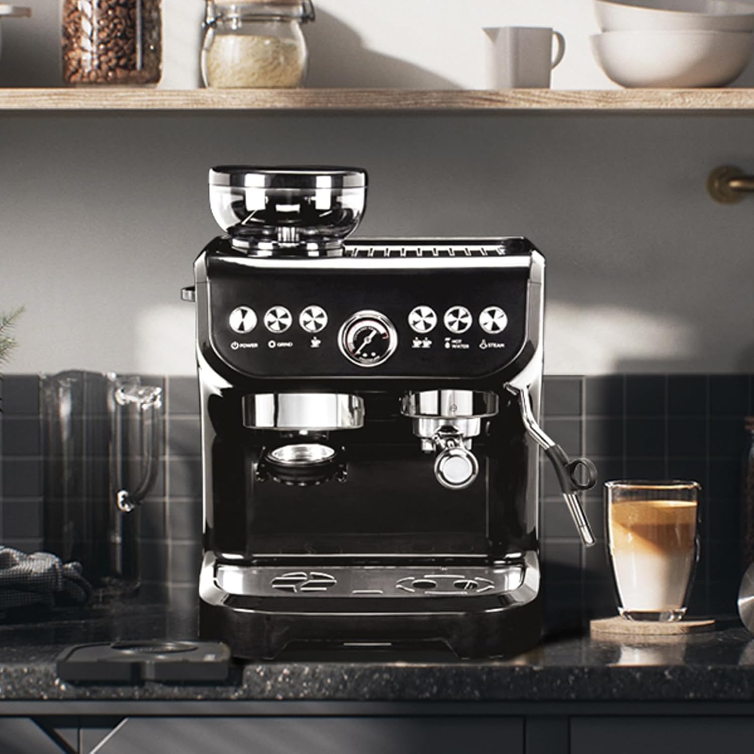 MIROX Espresso Machine 15 Bar, Coffee Maker With Milk Frother Steam Wand, Built-In Bean Grinder, Combo Cappuccino Machine with 70oz Removable Water Tank (ABS high-strength plastic shell) · v2