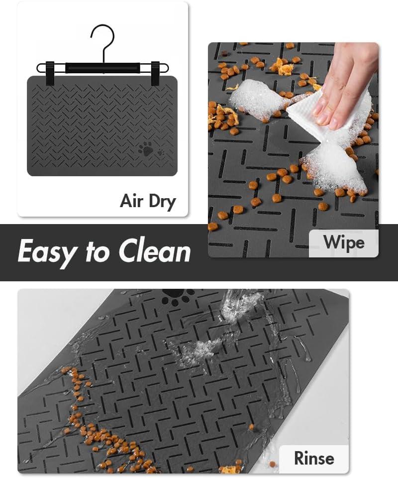 MontVoo-Absorbent Pet Feeding Mat-No Stains Quick Dry Dog Mat for Food and Water Bowl-Rubber Backing Dog Food Mat Dog Water Dispenser Mat-Dog Accessories Pet Supplies-Dog Water Bowl for Messy Drinkers · v4