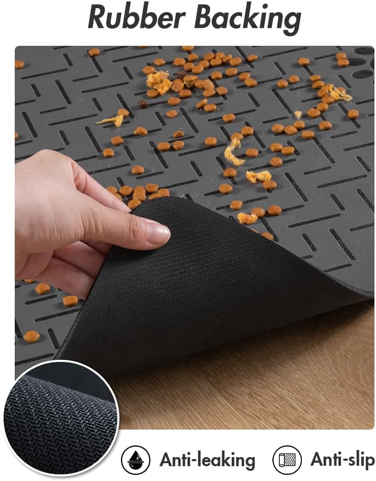 MontVoo-Absorbent Pet Feeding Mat-No Stains Quick Dry Dog Mat for Food and Water Bowl-Rubber Backing Dog Food Mat Dog Water Dispenser Mat-Dog Accessories Pet Supplies-Dog Water Bowl for Messy Drinkers · v4