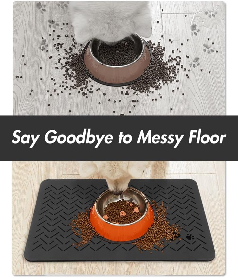 MontVoo-Absorbent Pet Feeding Mat-No Stains Quick Dry Dog Mat for Food and Water Bowl-Rubber Backing Dog Food Mat Dog Water Dispenser Mat-Dog Accessories Pet Supplies-Dog Water Bowl for Messy Drinkers · v4