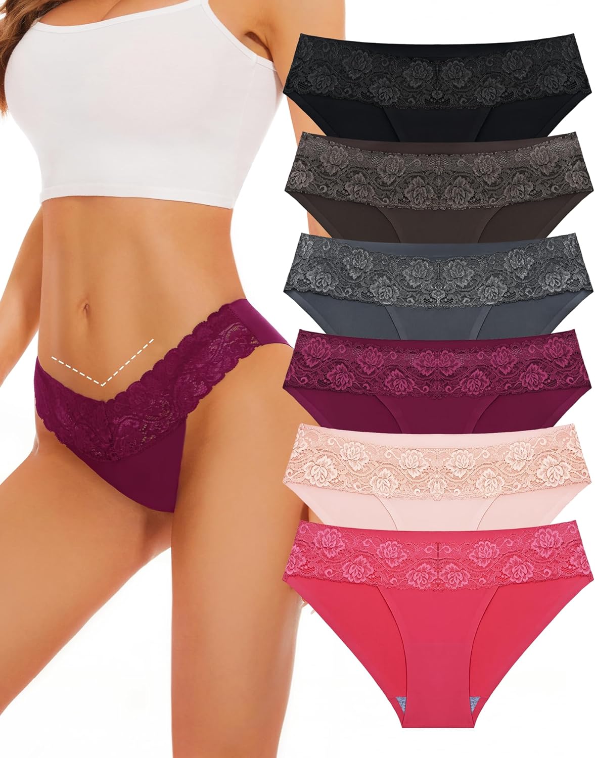 Sunm Boutique 여성용 원활한 속옷 레이스 팬티 노쇼 비키니 속옷 섹시 귀여운 뻔뻔스러운 힙스터 스트레치 하이 컷