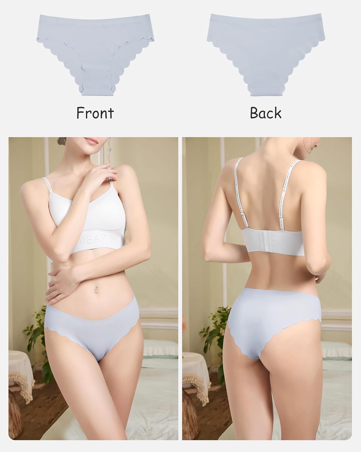 Celana Dalam Wanita LEVAO Seamless Tanpa Tali Bikini Sutra Es Tanpa Tali Bernapas Hipster Sisi Bergelombang Celana Dalam Tak Terlihat 7 Paket S-XL