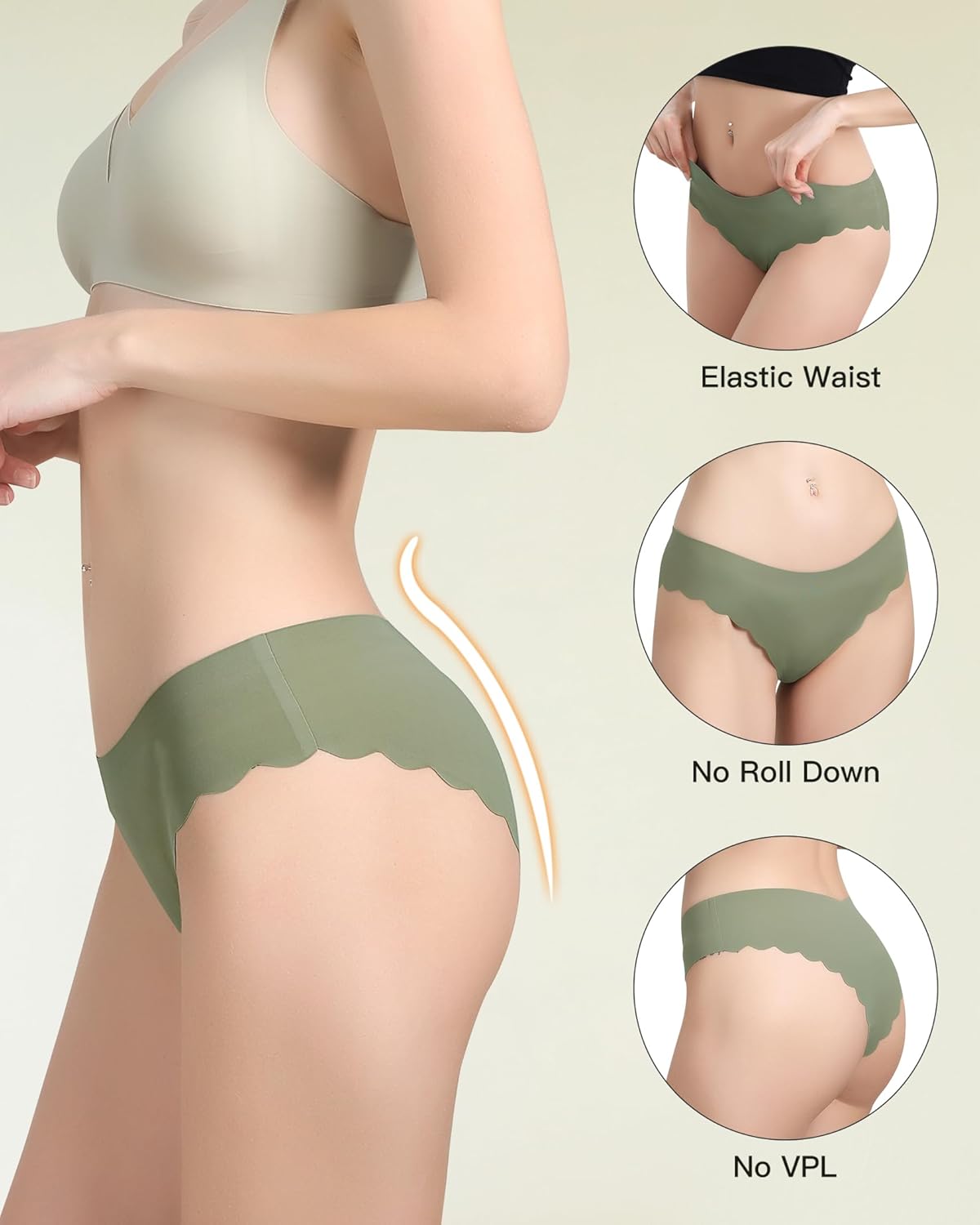 Celana Dalam Wanita LEVAO Seamless Tanpa Tali Bikini Sutra Es Tanpa Tali Bernapas Hipster Sisi Bergelombang Celana Dalam Tak Terlihat 7 Paket S-XL