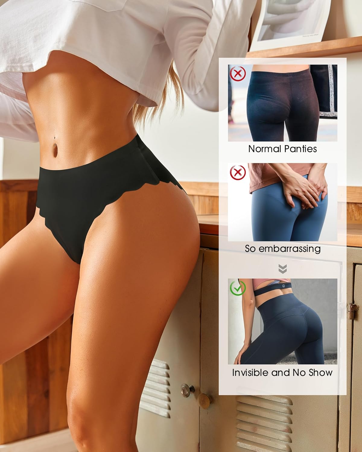 Celana Dalam Wanita LEVAO Seamless Tanpa Tali Bikini Sutra Es Tanpa Tali Bernapas Hipster Sisi Bergelombang Celana Dalam Tak Terlihat 7 Paket S-XL