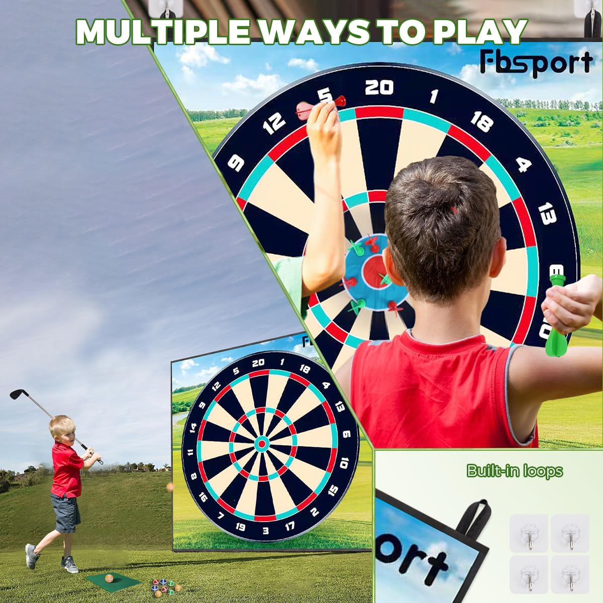 FBSPORT Golf Chipping Game with Sticky Balls and Darts, Chipping Golf  Dart Practice Mats Indoor Outdoor Games, Golf Game Set for Children Over 3 Years Old and Adults (includes Golf Club) · v3