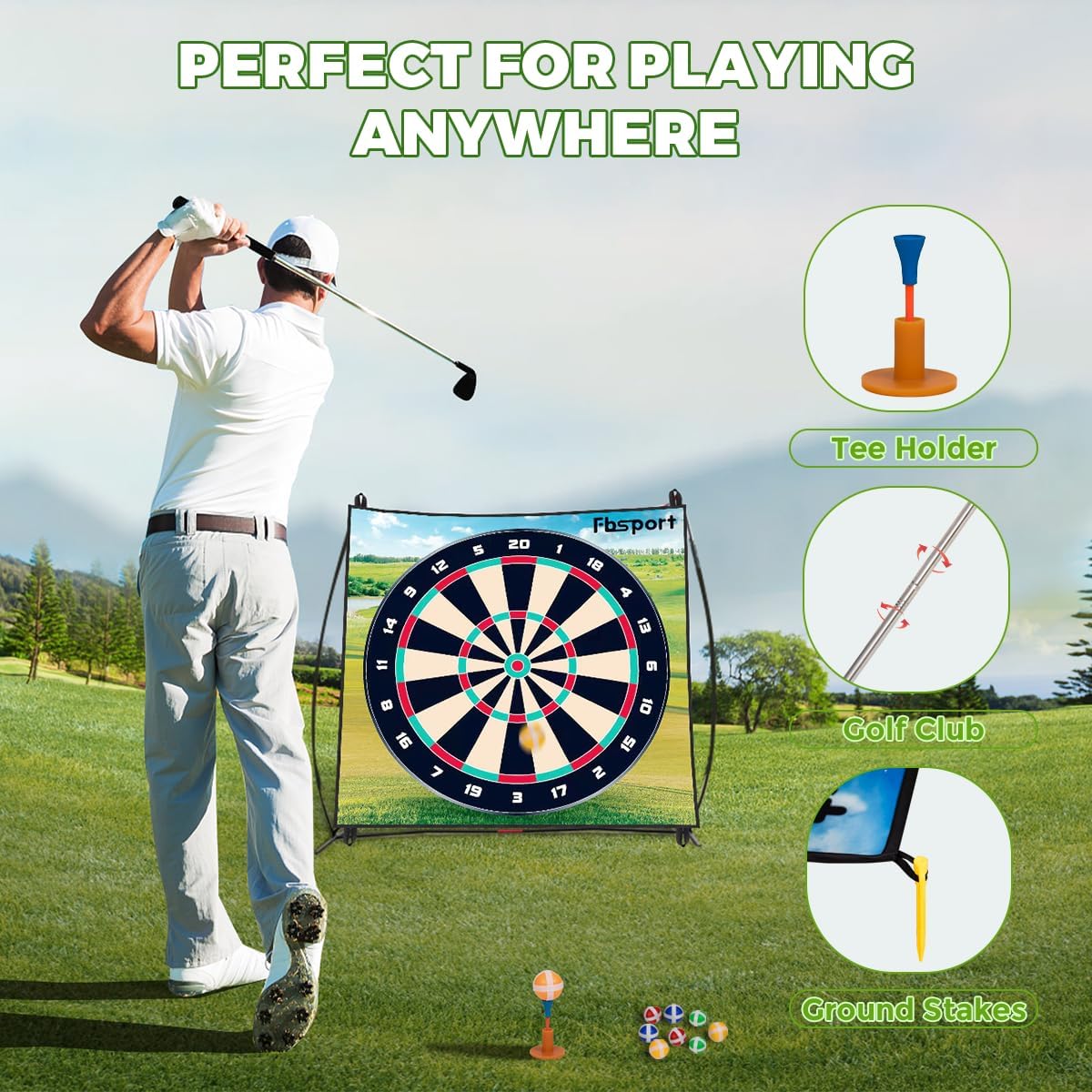 FBSPORT Golf Chipping Game with Sticky Balls and Darts, Chipping Golf  Dart Practice Mats Indoor Outdoor Games, Golf Game Set for Children Over 3 Years Old and Adults (includes Golf Club) · v3