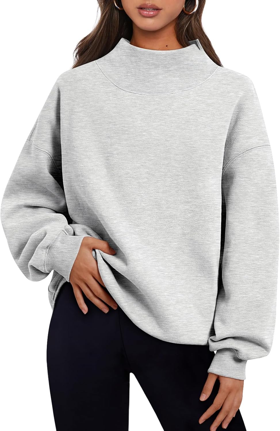 Trendige Queen Damen-Sweatshirts in Übergröße, Rollkragenpullover, langärmlige Kapuzenpullis, Tops, Herbst-Outfits, 2024, Kleidung