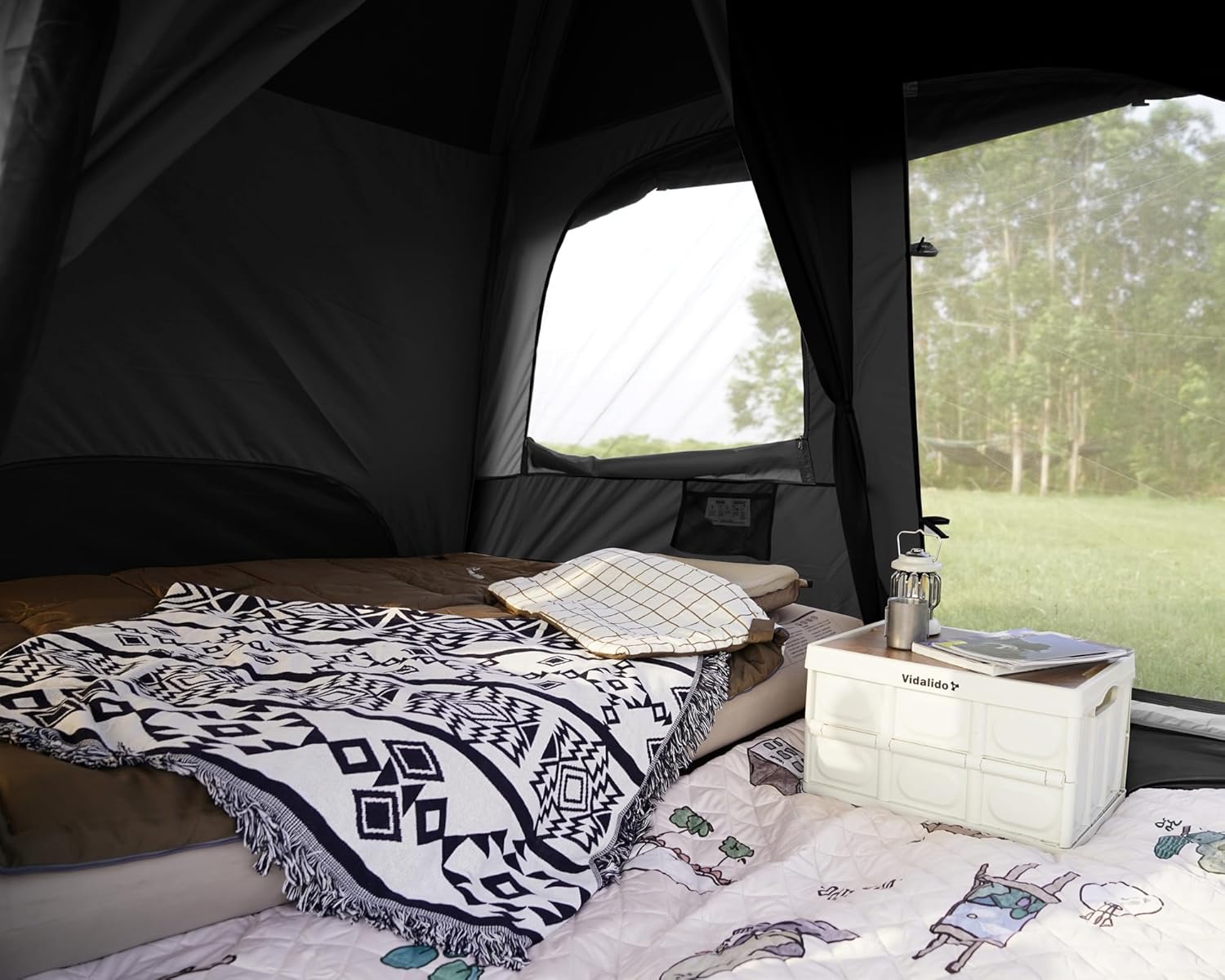 Vidalido Campingzelt für 4-6 Personen mit großen 3-türigen 2-Zimmer-Familienzelten, zweilagiges, wasserdichtes, tragbares Glamping-Zelt, große Zelte für Outdoor-Camping, Wandern und Rucksackreisen